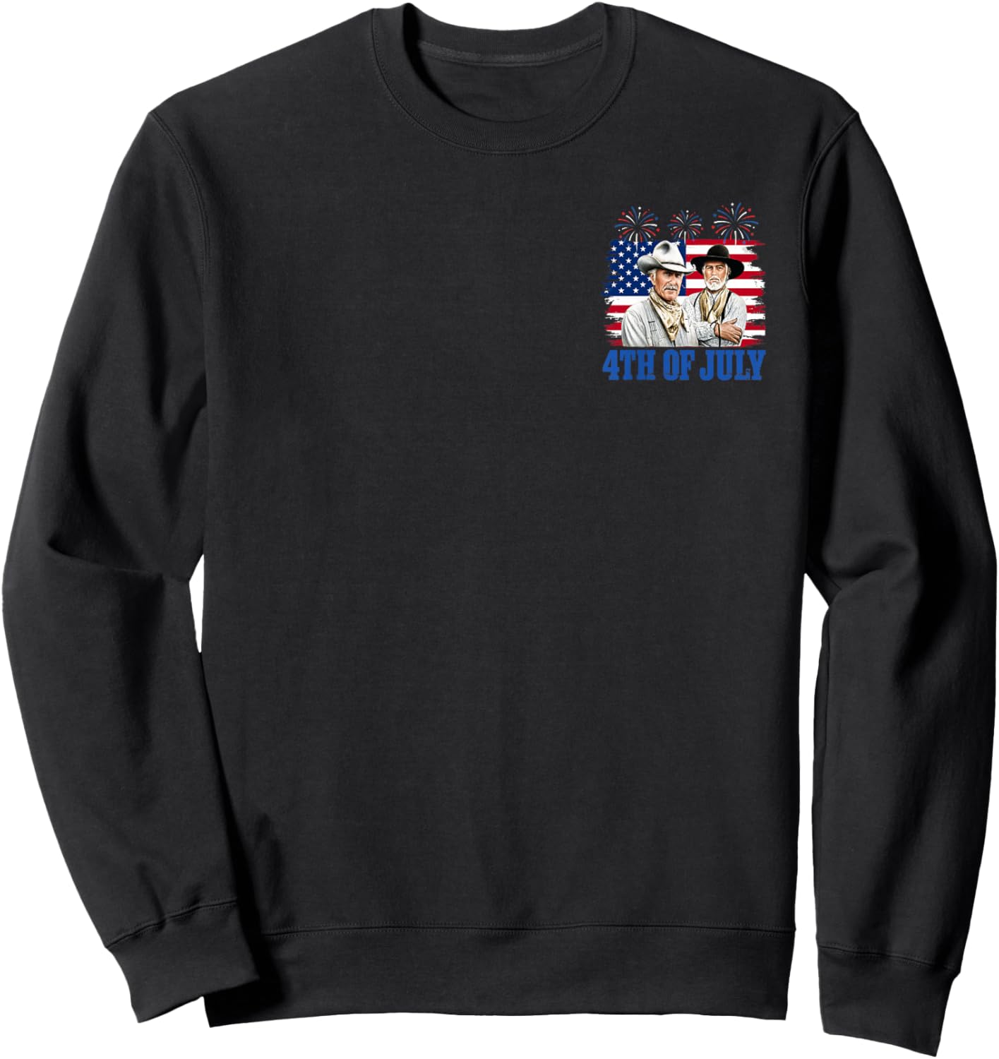 Western Cowboy Biscuits Freedom Fourth of July 2 Side Sweatshirt - Sweatshirt | Black