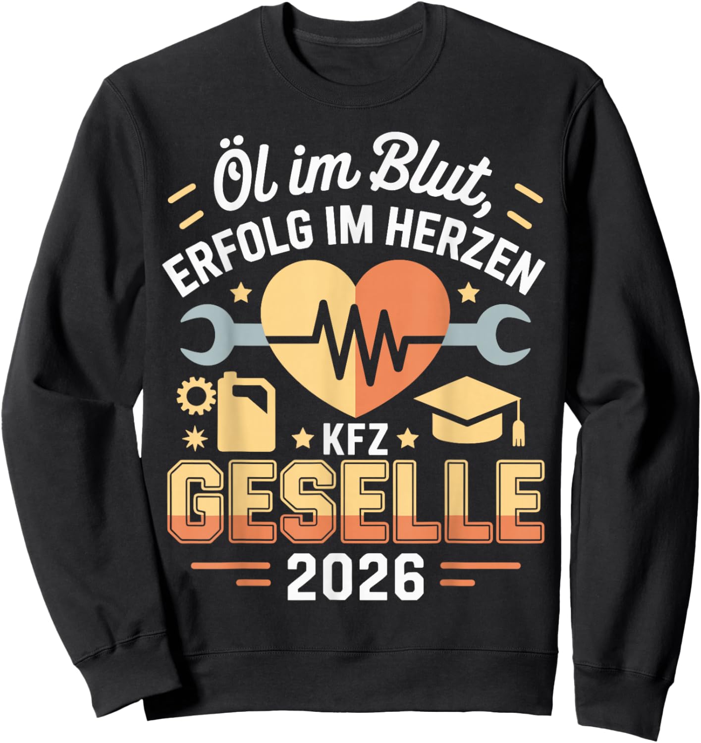 with German Text "Kfz Azubi Ausbildung bestandene Gesellenprüfung Geselle" 2026 Sweatshirt - Sweatshirt | Black