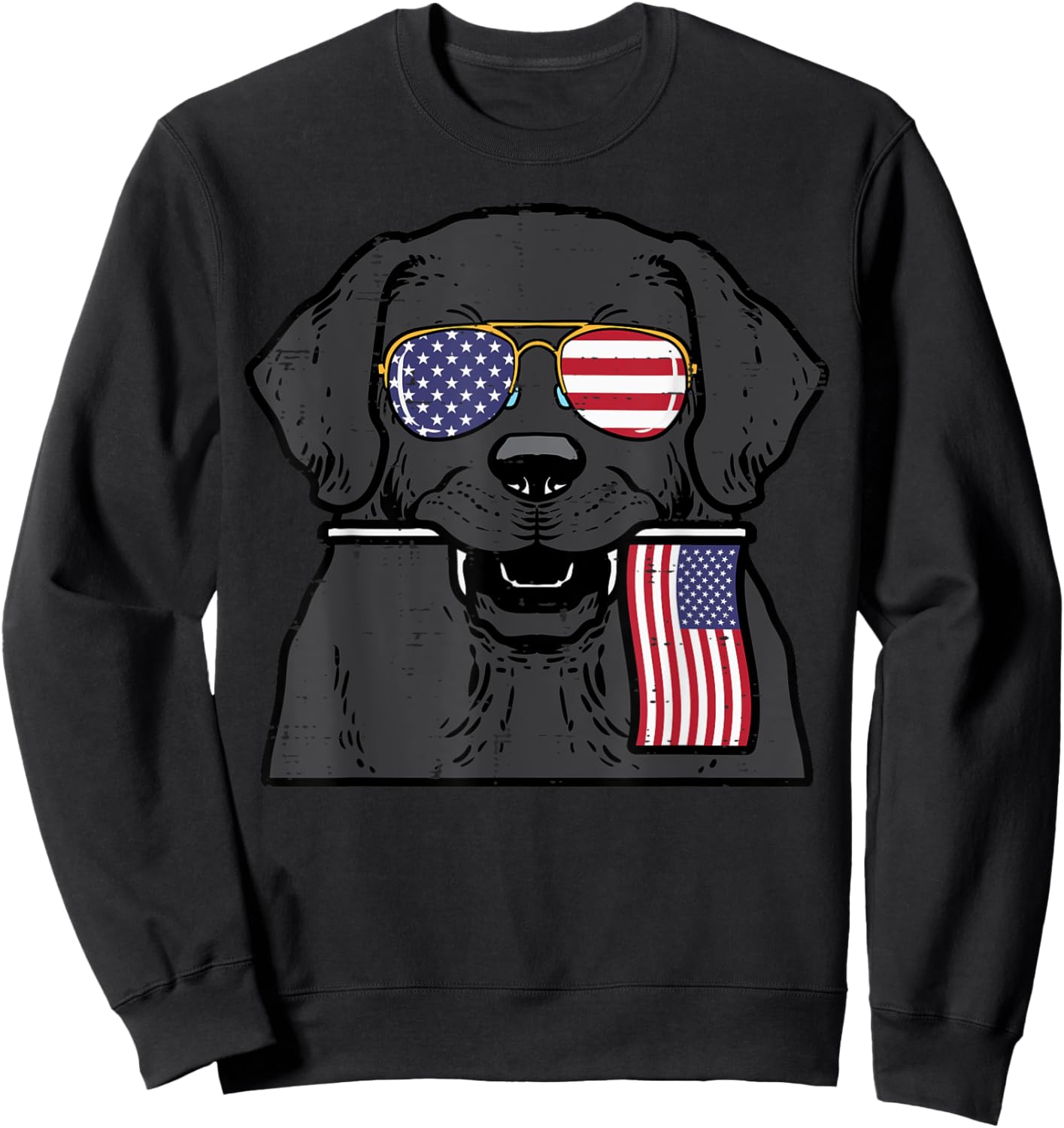 4th July Dog Labrador US Flag Patriotic Pet Men Women Kids Sweatshirt - Sweatshirt | Black