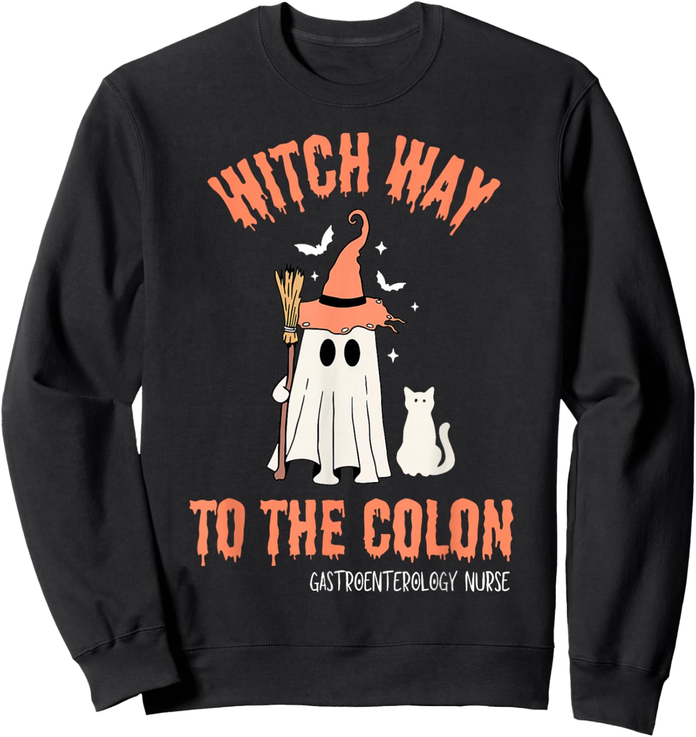 Witch Way To Colon Halloween Gastrointestinal Nurse Ghost Sweatshirt - Sweatshirt | Black
