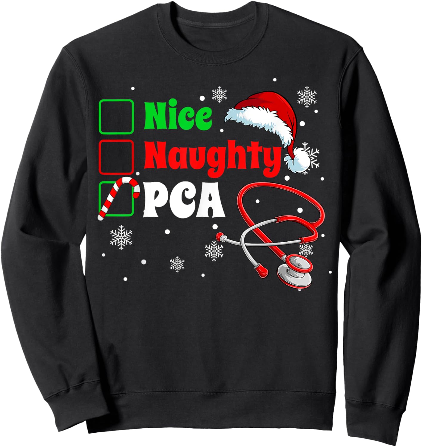 Scrub Top Men Women Xmas Sweatshirt - Sweatshirt | Black