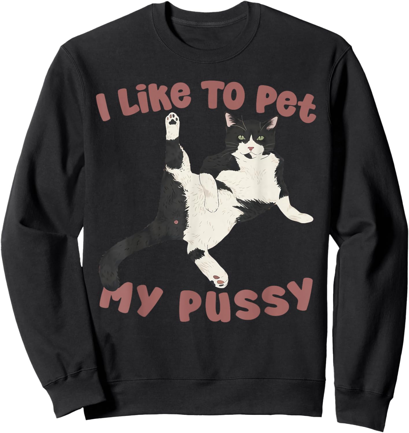 Like To Pet My Pussy Naughty Adult Cat Humor Saying Sweatshirt - Sweatshirt | Black