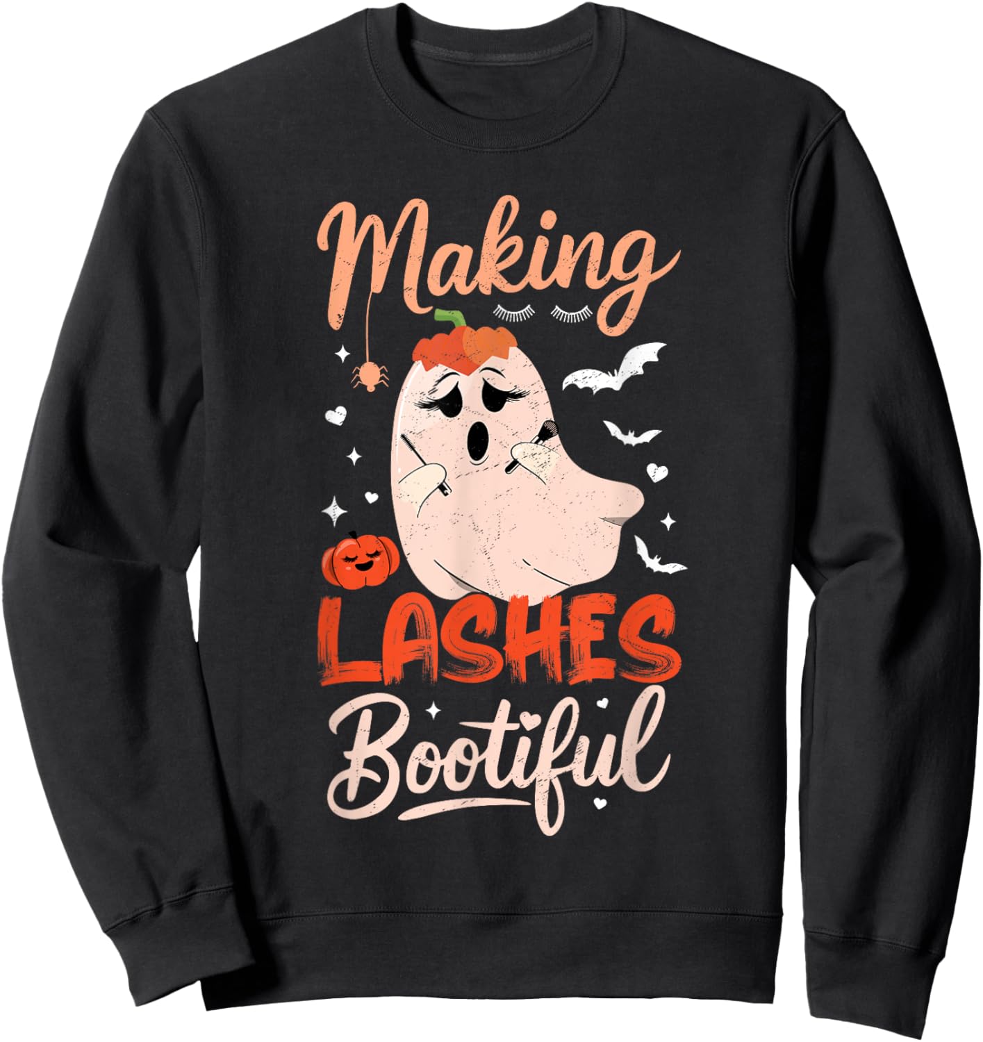 Funny Making Lashes Bootiful Halloween Costume Lash Tech Sweatshirt - Sweatshirt | Black
