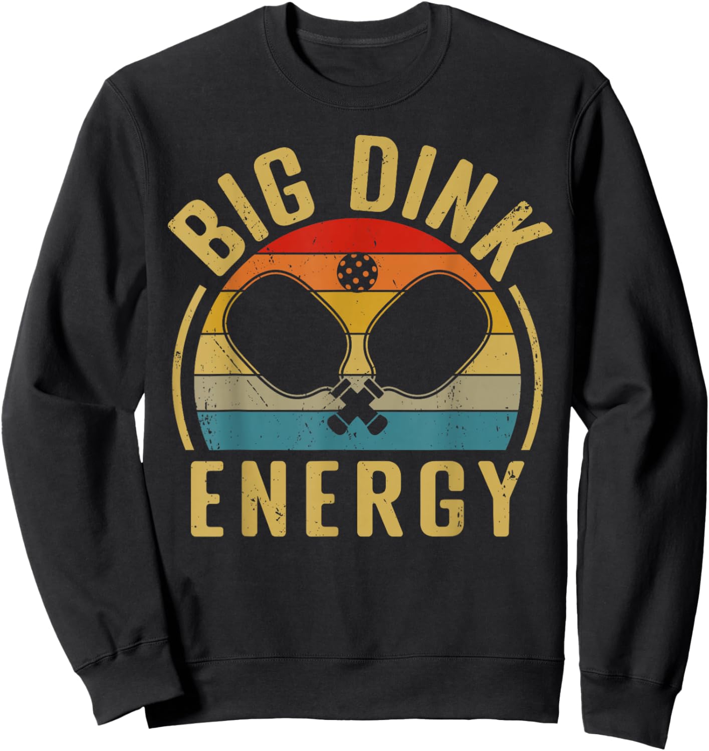 Big Dink Energy Pickleball Retro Sunset Vibe Sweatshirt - Sweatshirt | Black