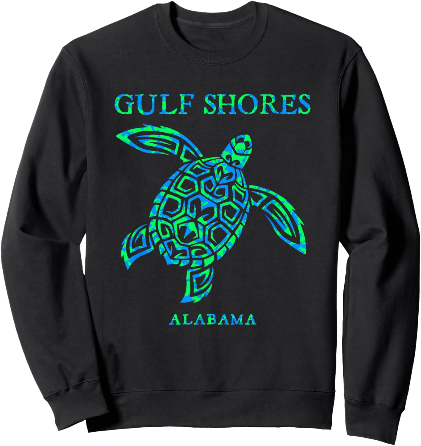 Gulf Shores Alabama Retro Sea Turtle Boys Girls Toddler Sweatshirt - Sweatshirt | Black