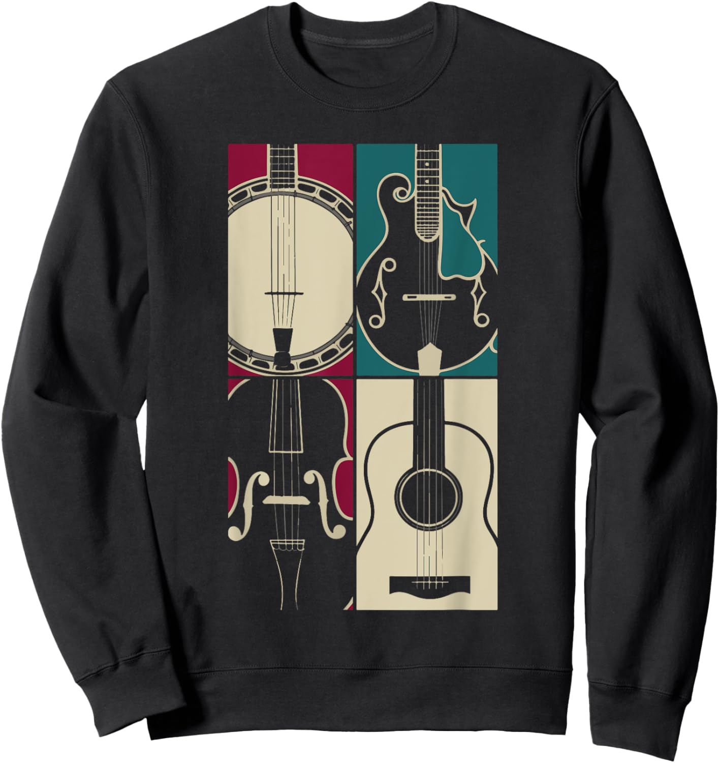 Bluegrass Instrument Pop Art Style Art Sweatshirt - Sweatshirt | Black