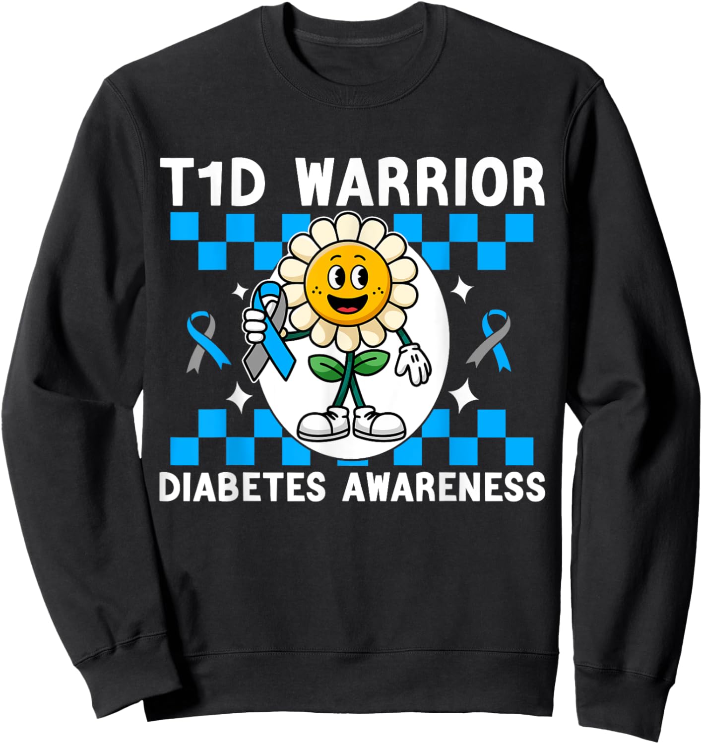 T1D Warrior Type 1 Diabetes Awareness Diabetic kids Sweatshirt - Sweatshirt | Black