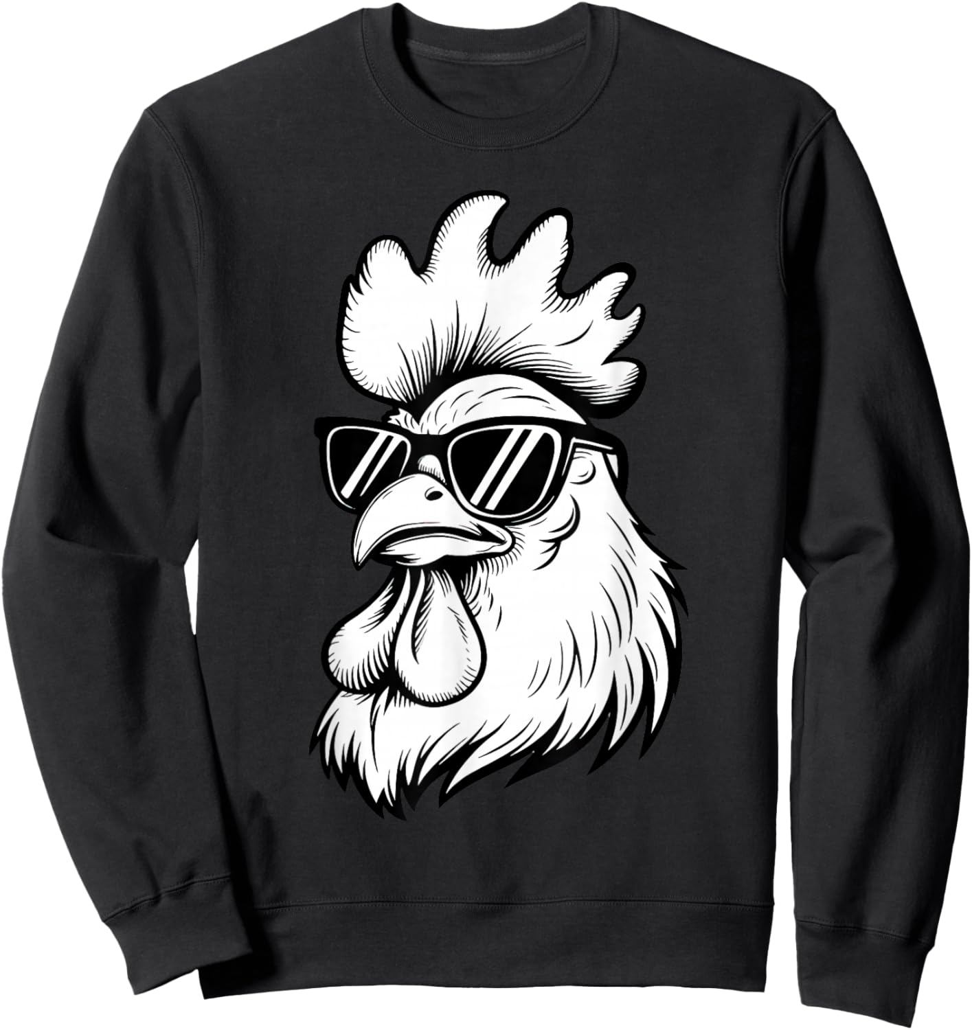 Funny Chicken With Sunglasses Chicken Farm Animals Lover Sweatshirt - Sweatshirt | Black