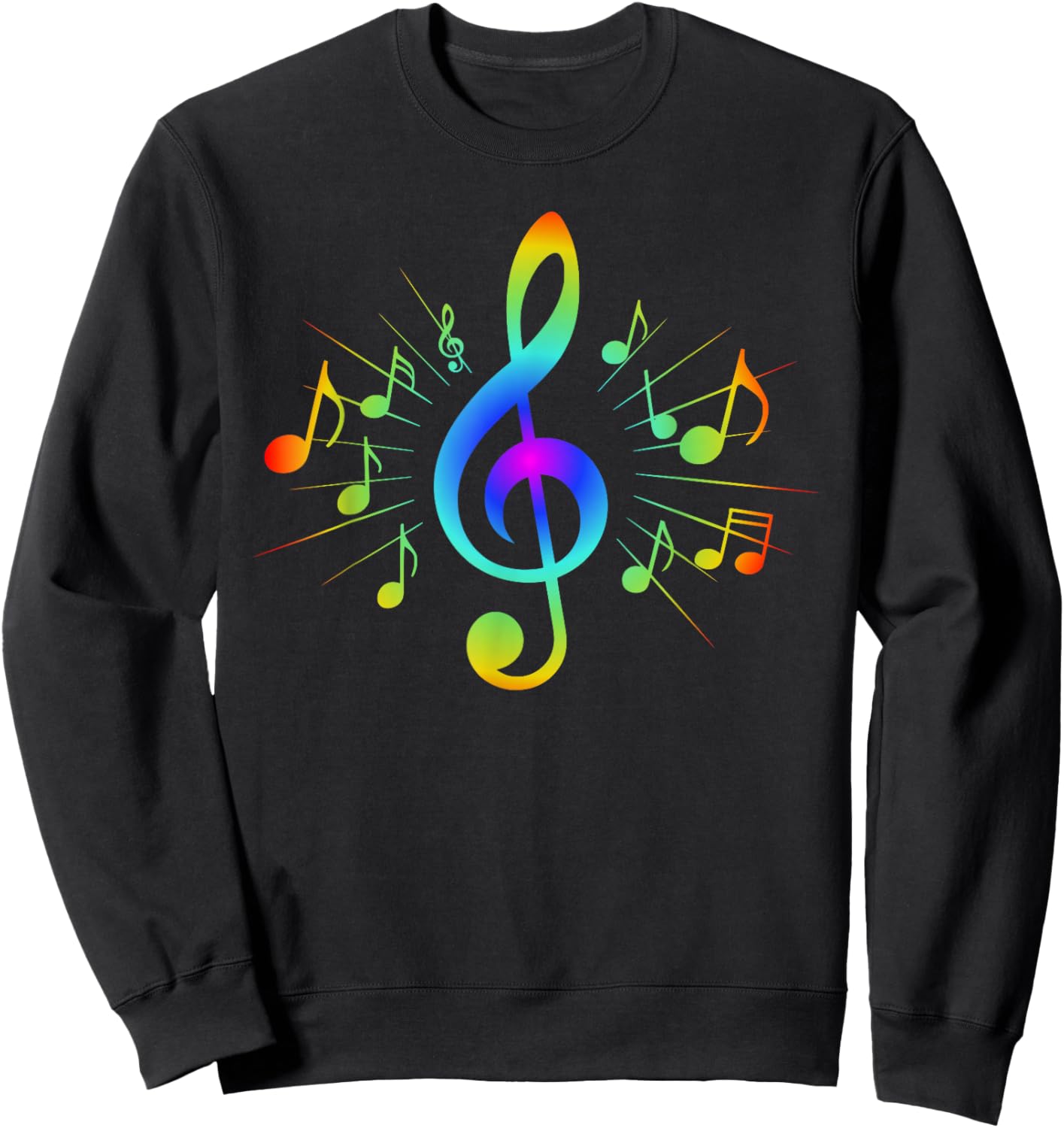Colorful Treble Clef and Musical Notes Design for Music Love Sweatshirt - Sweatshirt | Black