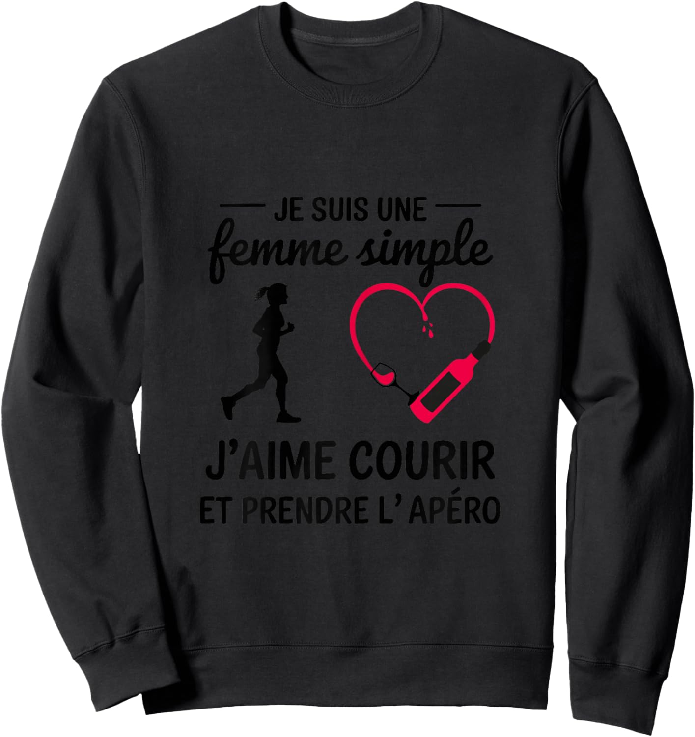 Women's Simple I Love Running and the Drink Humour Running Sweatshirt - Sweatshirt | Black