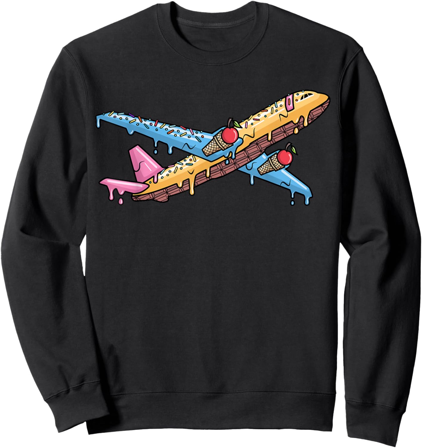 Airplane Drip Aviation Kids Men Boys Pilot Sweatshirt - Sweatshirt | Black