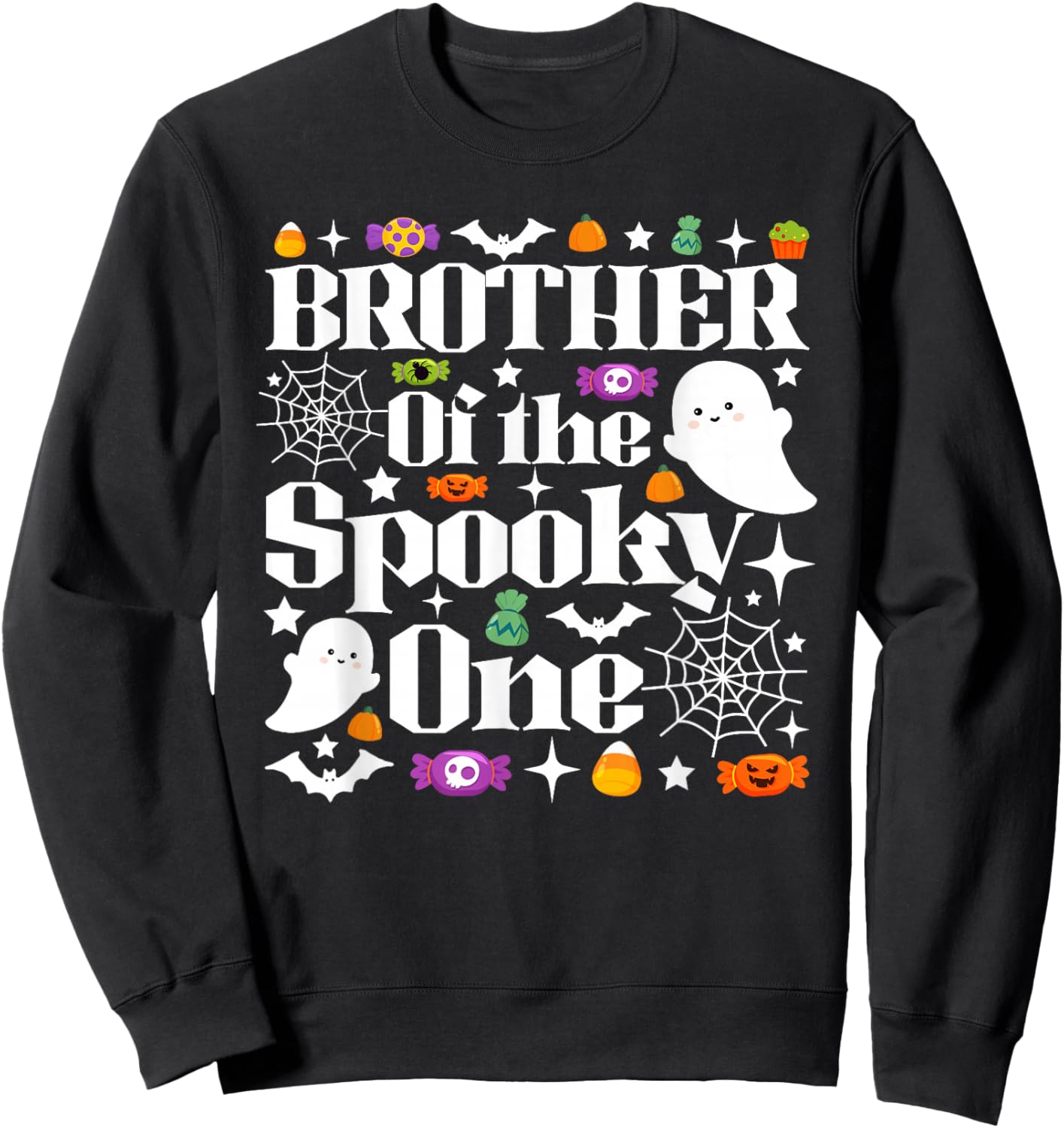 Brother of The Spooky One Halloween First Birthday Boy Sweatshirt - Sweatshirt | Black