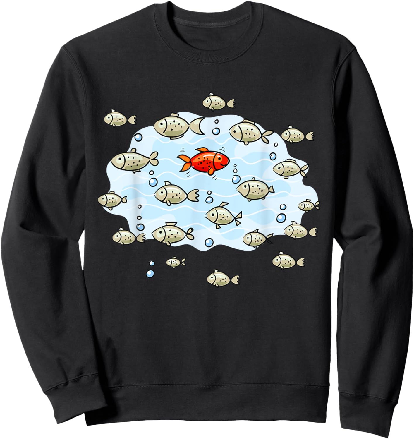 Fish Swim Against The Current In The Sea Sweatshirt - Sweatshirt | Black