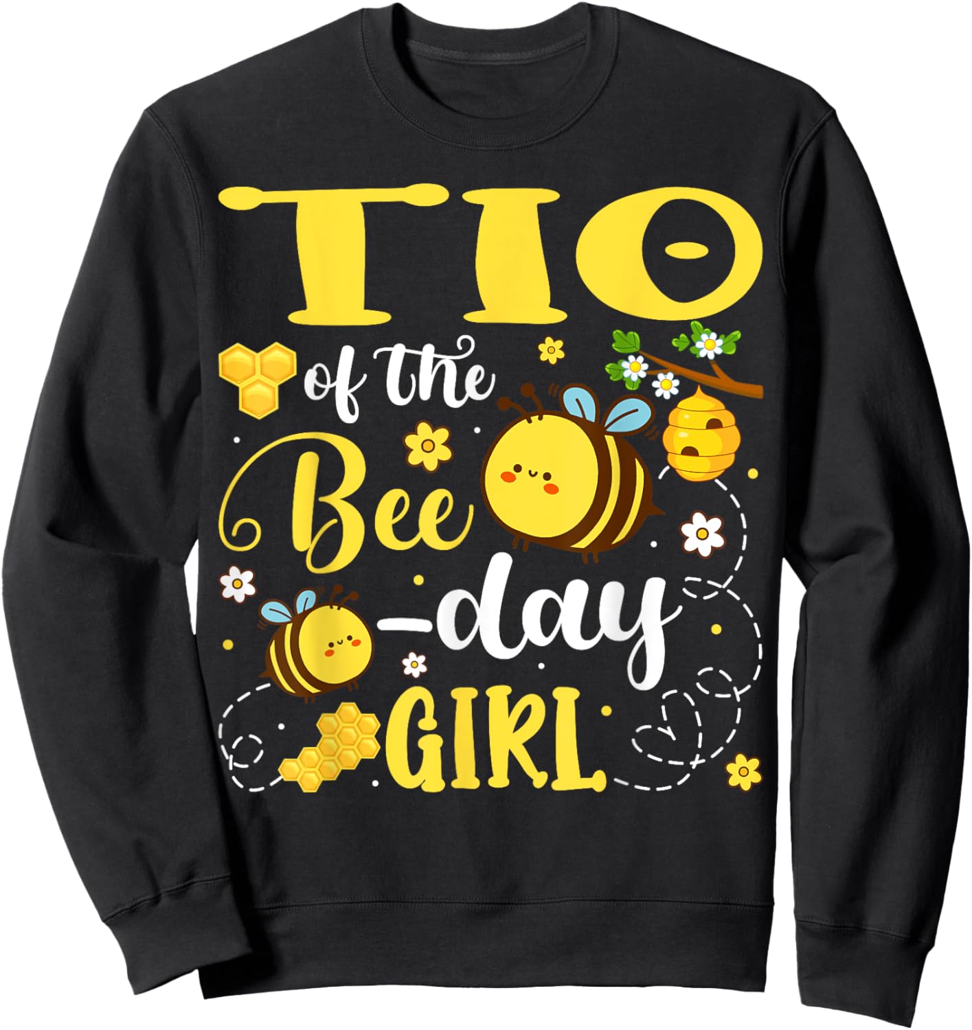 Tio of The Bee-Day Girl Birthday Party Matching Family Sweatshirt - Sweatshirt | Black