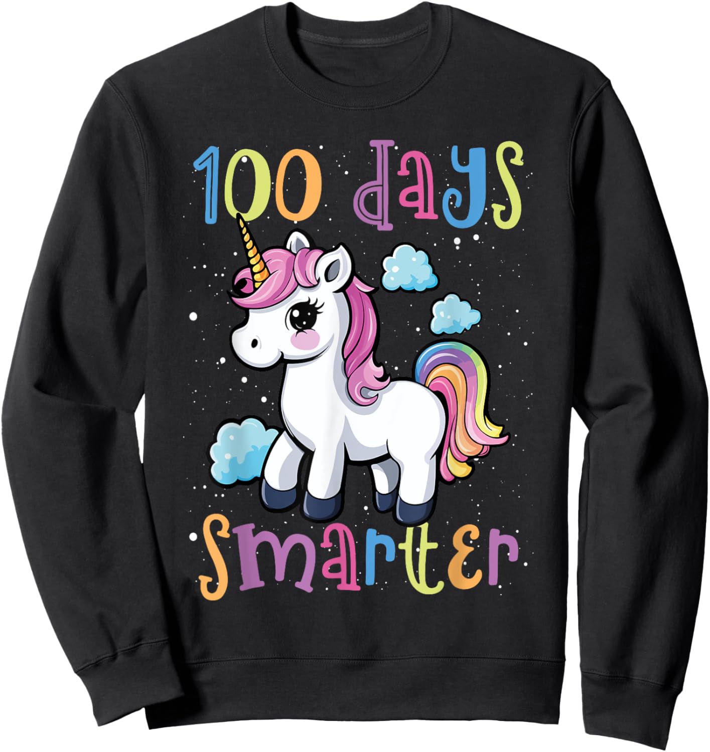 100 Days Smarter Unicorn Magic 100th Day Of School Kids Sweatshirt - Sweatshirt | Black