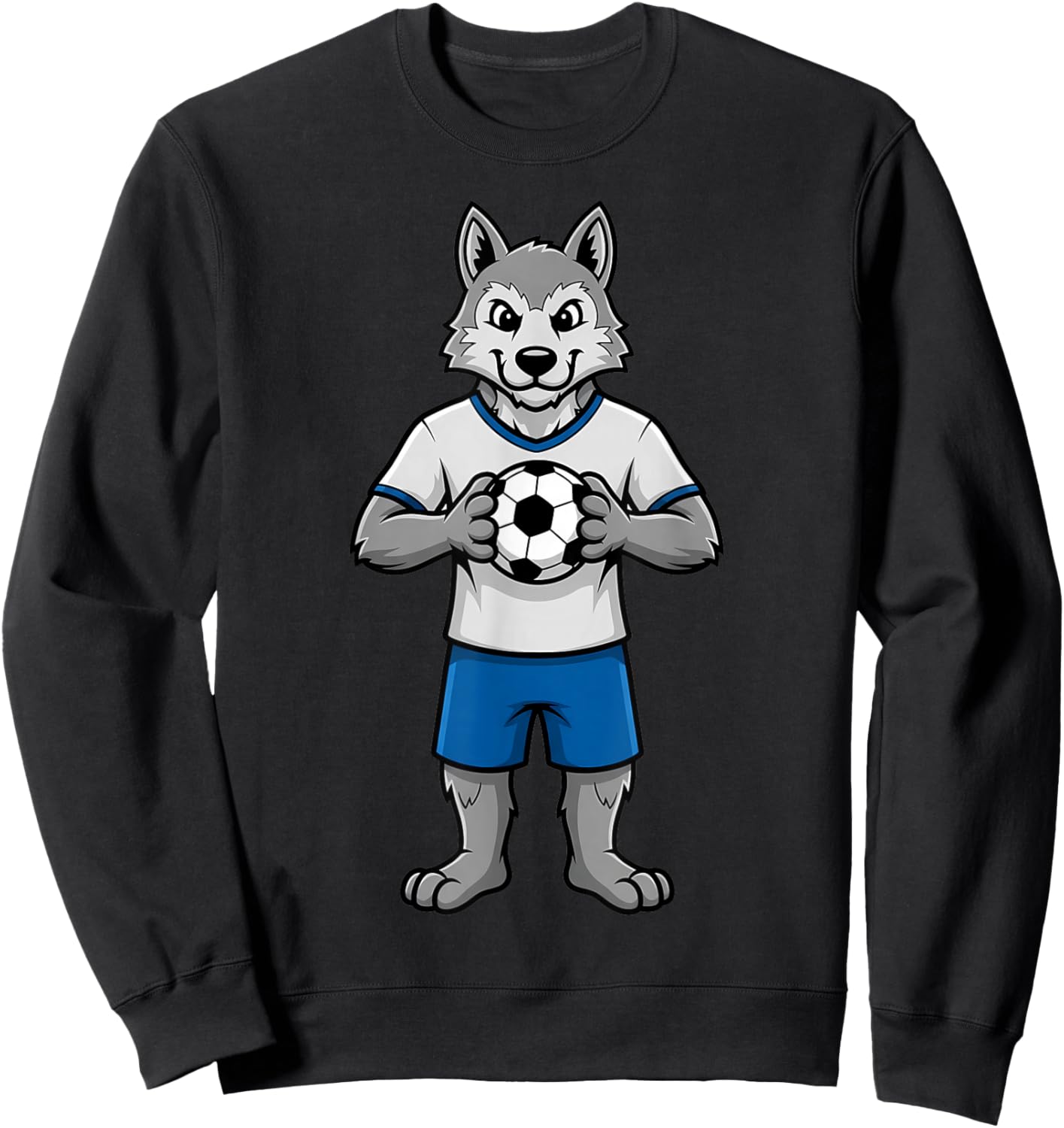 Cute Soccer Wolf Football Player Animal Sports Sweatshirt - Sweatshirt | Black