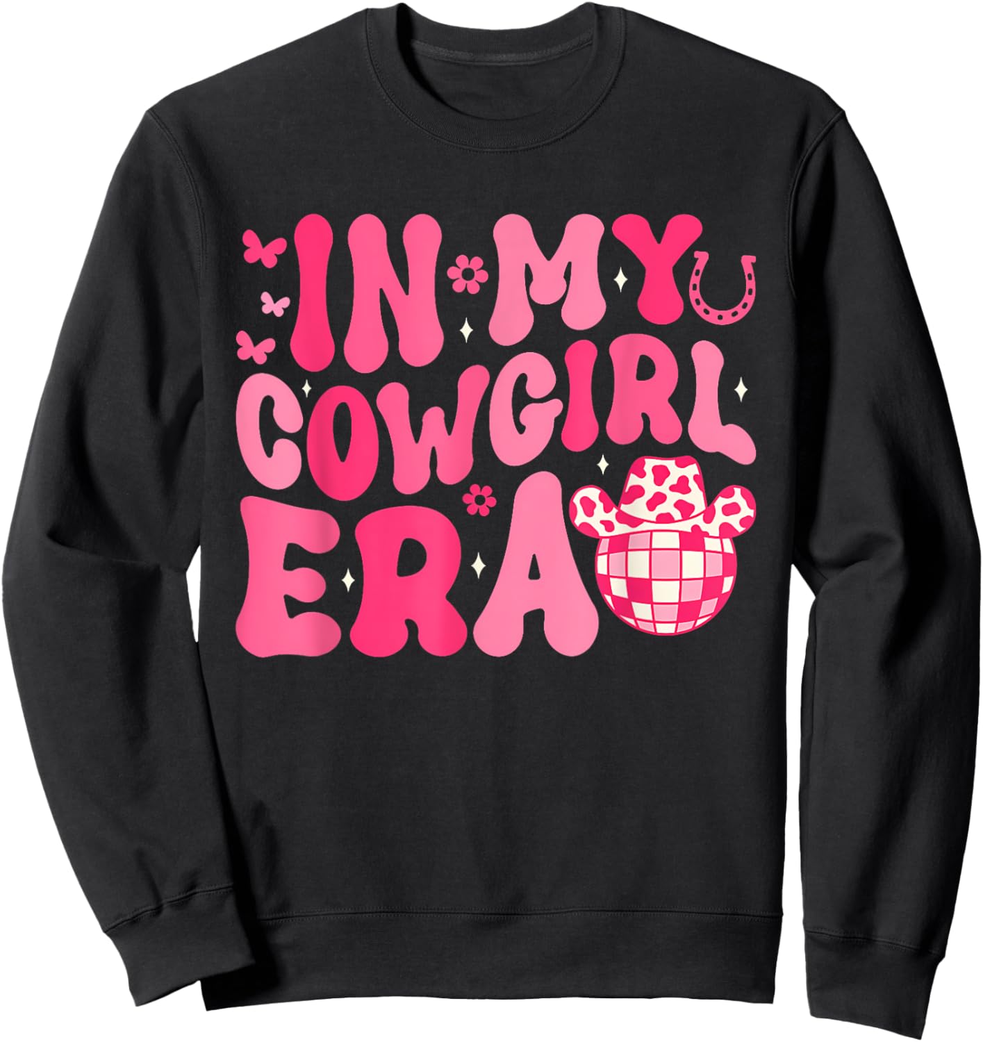 In My Cowgirl Era Groovy Cute Western Rodeo Cowgirl Sweatshirt - Sweatshirt | Black