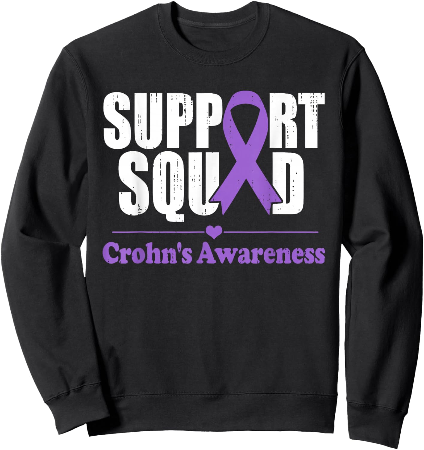 Support Crohns Disease Squad Purple Ribbon Crohn's Awareness Sweatshirt - Sweatshirt | Black
