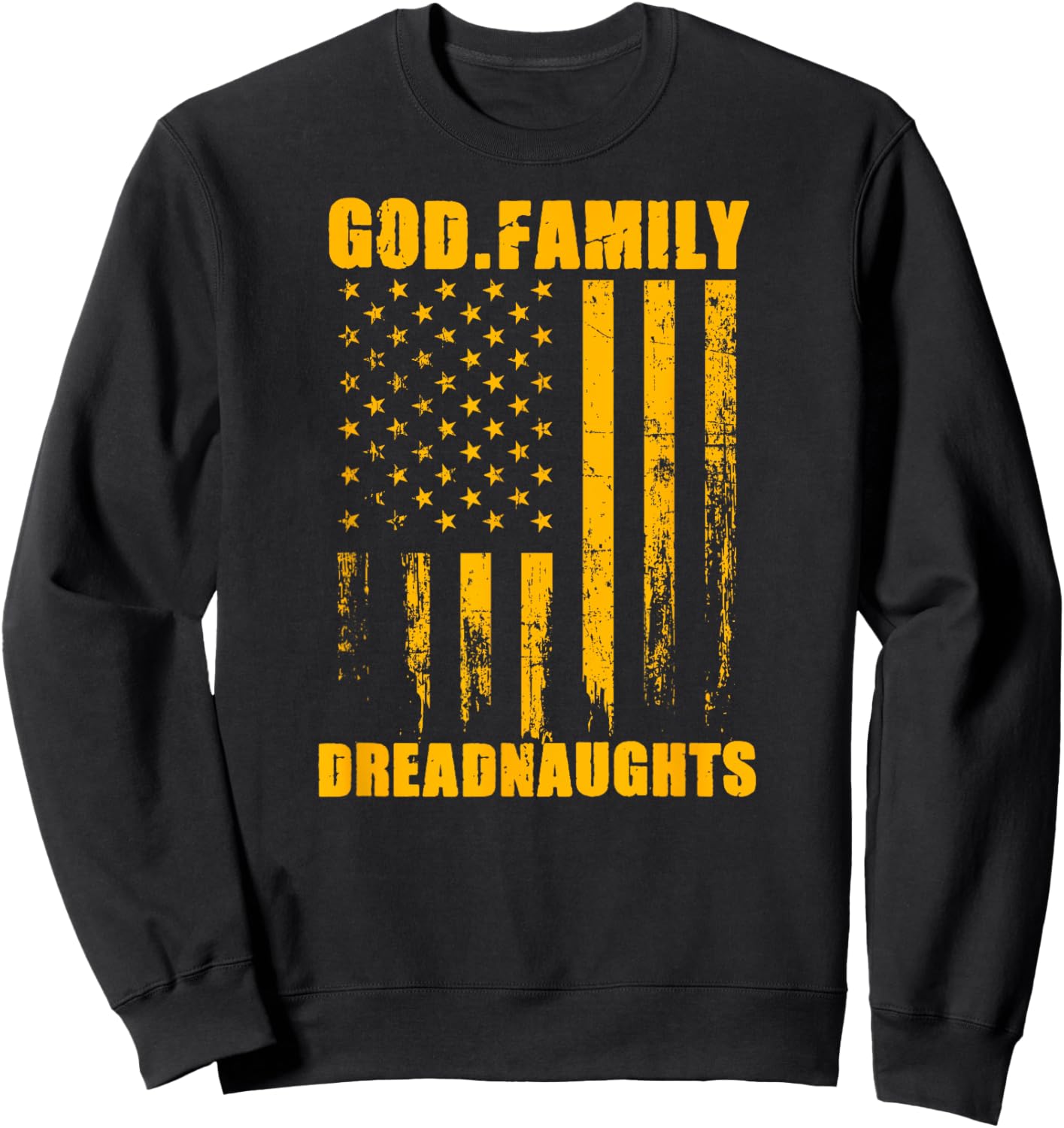 Dexter Dreadnaughts God. Family. Vintage USA Flag Sweatshirt - Sweatshirt | Black