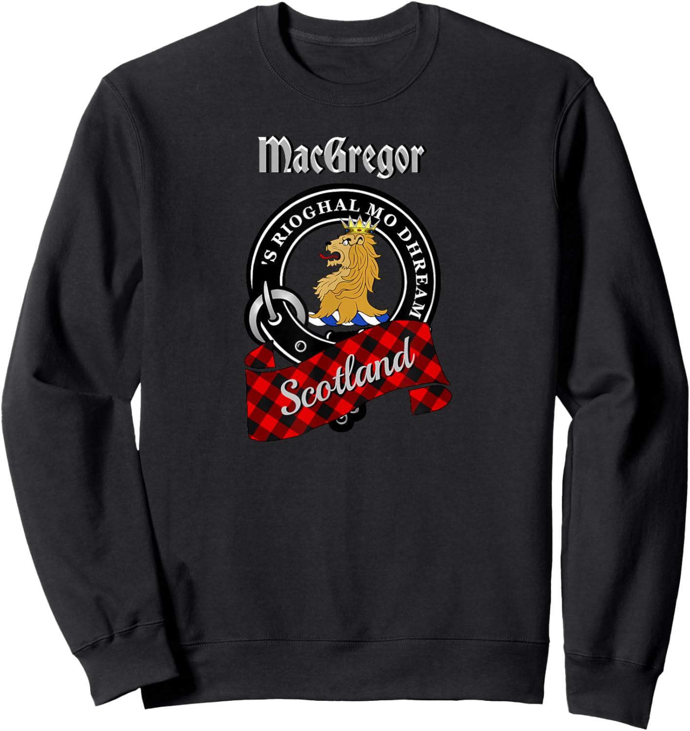 MacGregor Scottish Clan Badge & Rob Roy Tartan Sweatshirt - Sweatshirt | Black