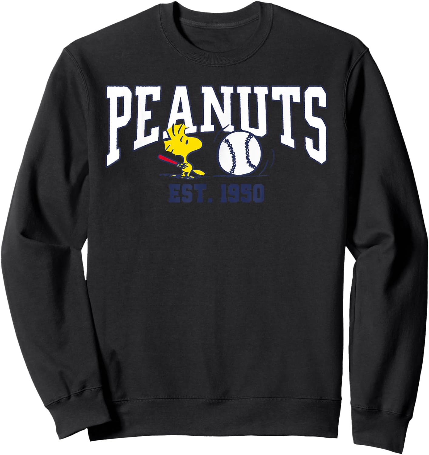 Peanuts Woodstock Playing Baseball Est 1950 Sweatshirt - Sweatshirt | Black