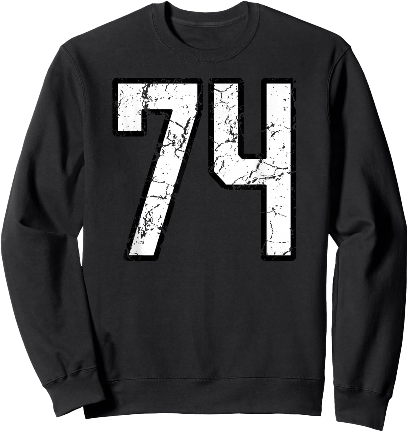 White and Black Sports Number 74 Jersey Uniform Player Sweatshirt - Sweatshirt | Black