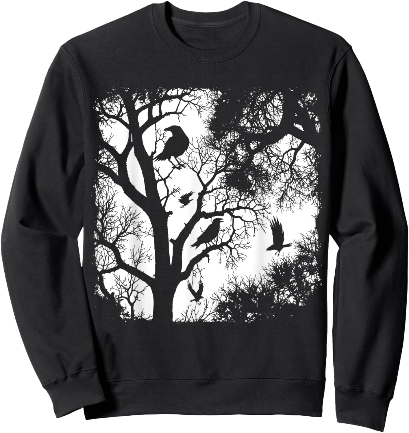 Gothic Raven Tree Dark Forest Crow Night Wilderness Aesthe Sweatshirt - Sweatshirt | Black