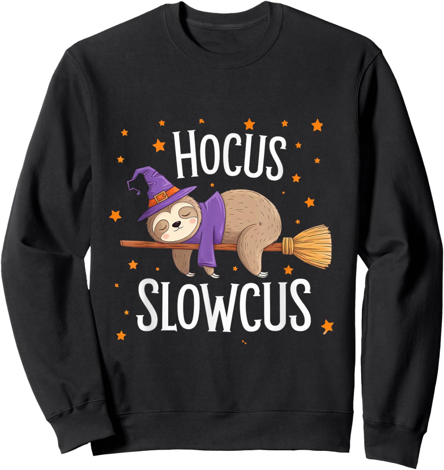Hocus Slowcus Cute Funny Sloth Halloween 2024 Sweatshirt - Sweatshirt | Black