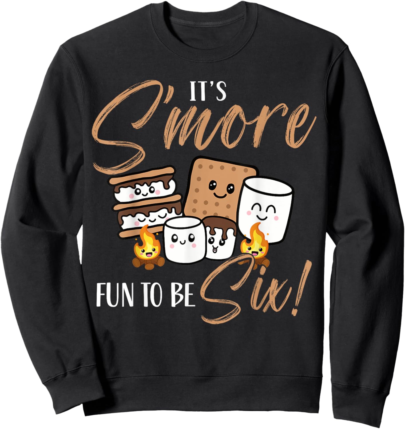 Birthday Campfire Marshmallow It's S'more Fun To Be Six 6th Sweatshirt - Sweatshirt | Black