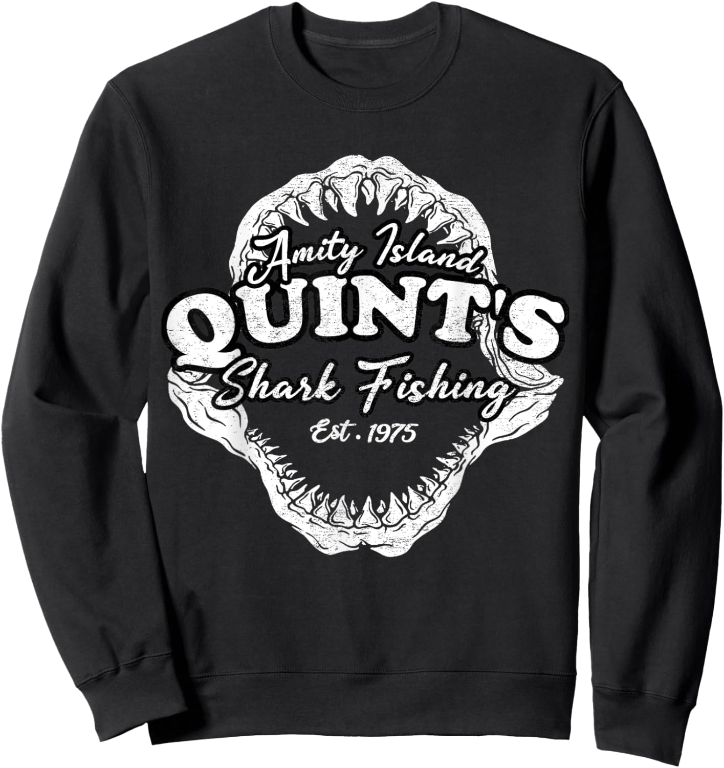 Quints Vintage Art Movies Ocean Funny Outfits Sharks Fishing Sweatshirt - Sweatshirt | Black