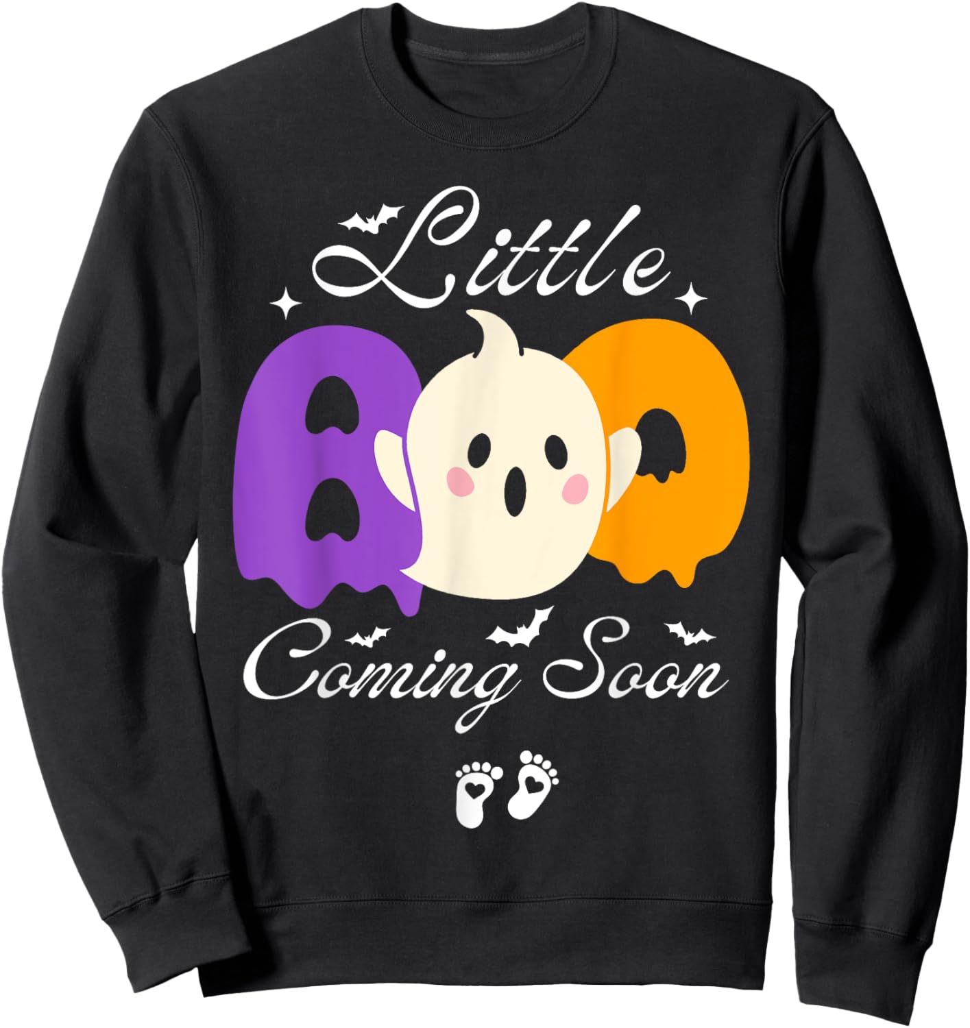 Little Boo Coming Soon-Funny Halloween Pregnant Announcement Sweatshirt - Sweatshirt | Black