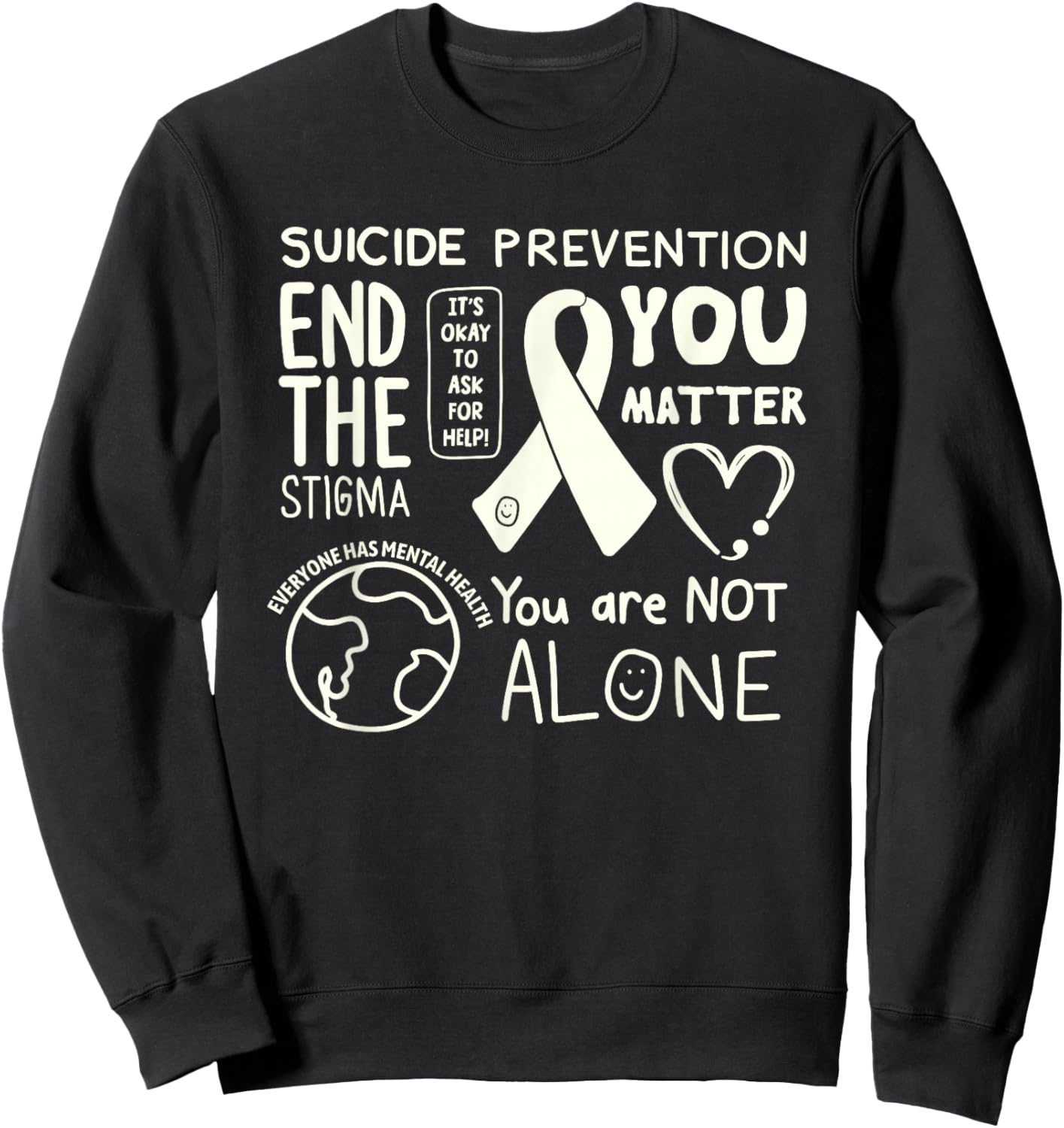 Original Happiness Project Sucide Prevention Sweatshirt - Sweatshirt | Black