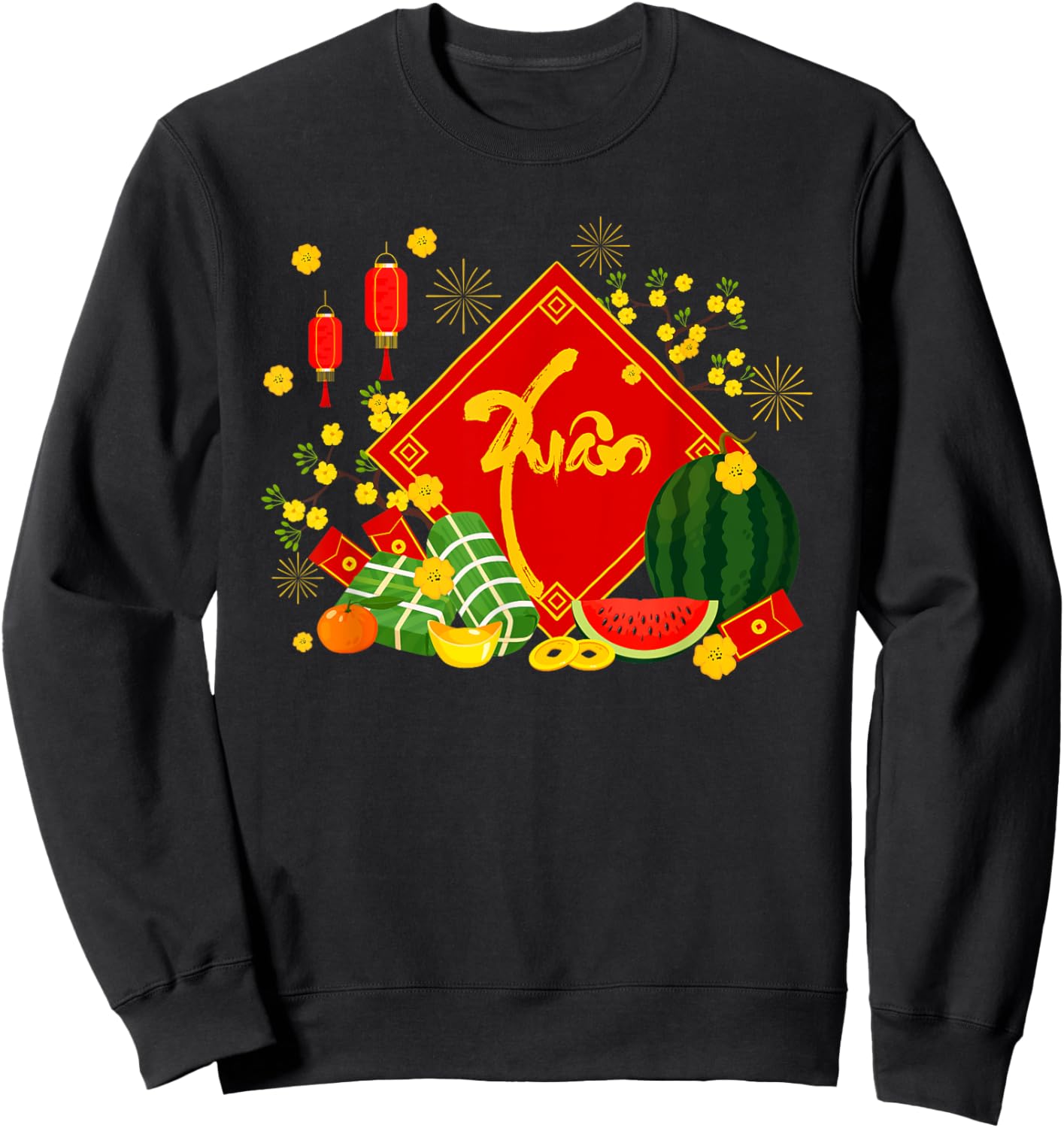 Happy Vietnamese Lunar New Year Xuan Spring Tet Holiday Sweatshirt - Sweatshirt | Black
