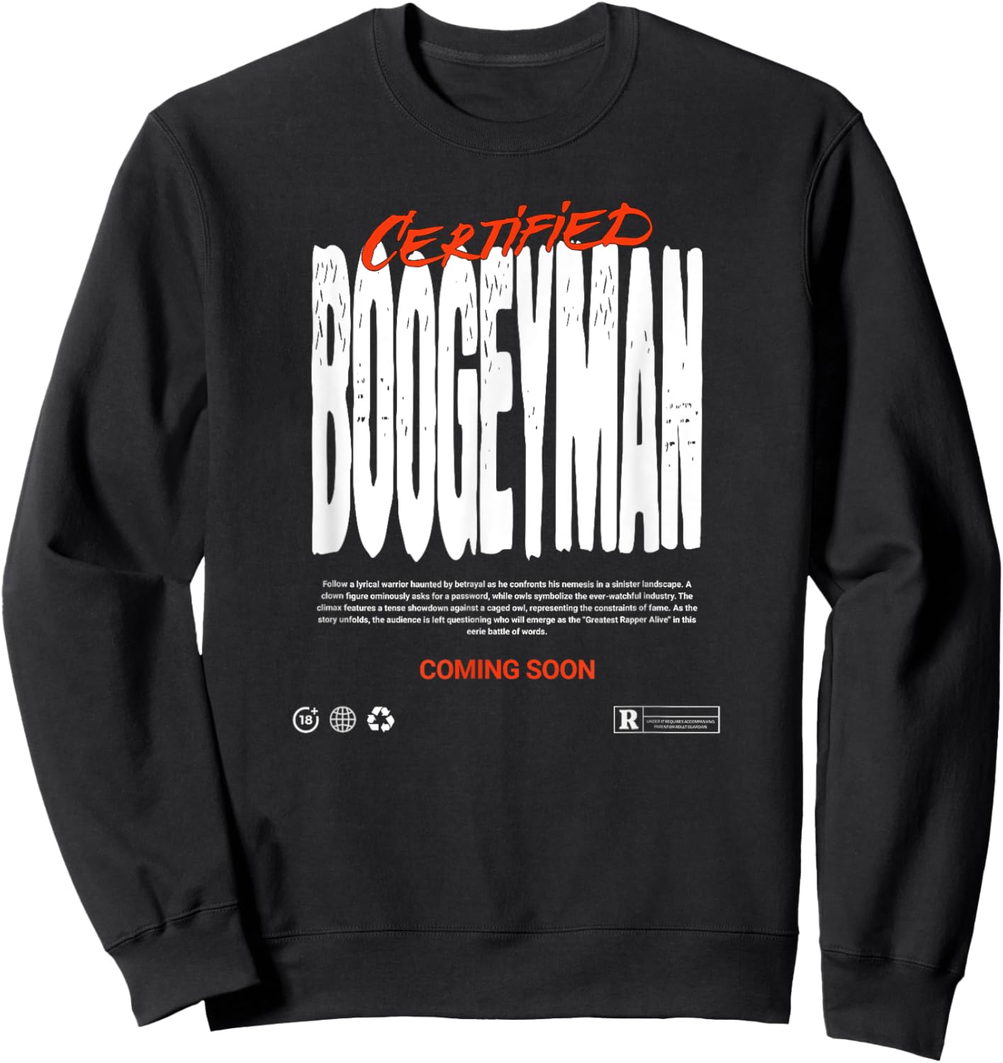 Skyscrapers Clothing Co. Certified Boogeyman -Adults Black Halloween Sweatshirt - Sweatshirt | Black