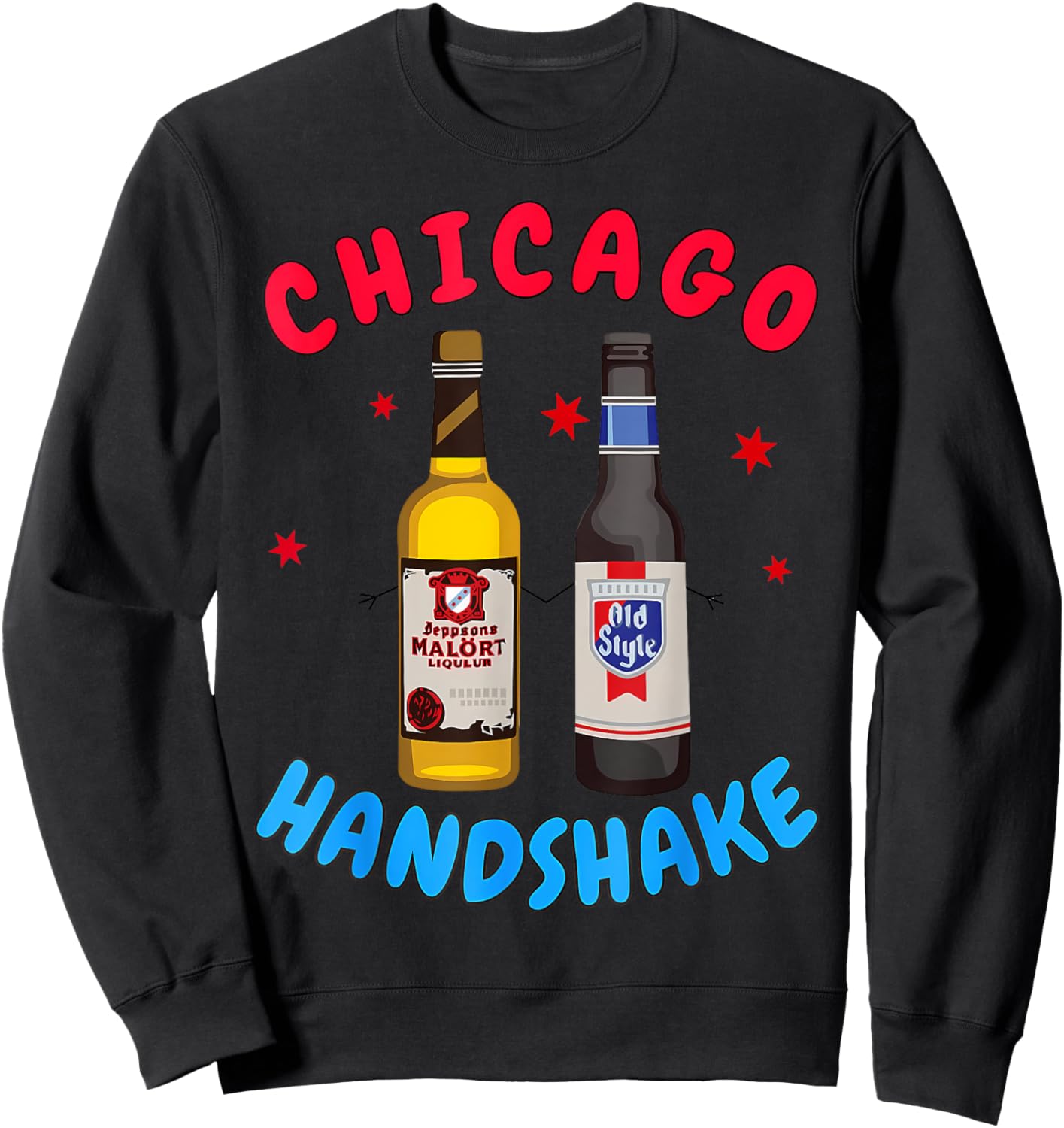 Chicago Illinois Chicago Handshake Chicago Beer Lover Malort Sweatshirt - Sweatshirt | Black