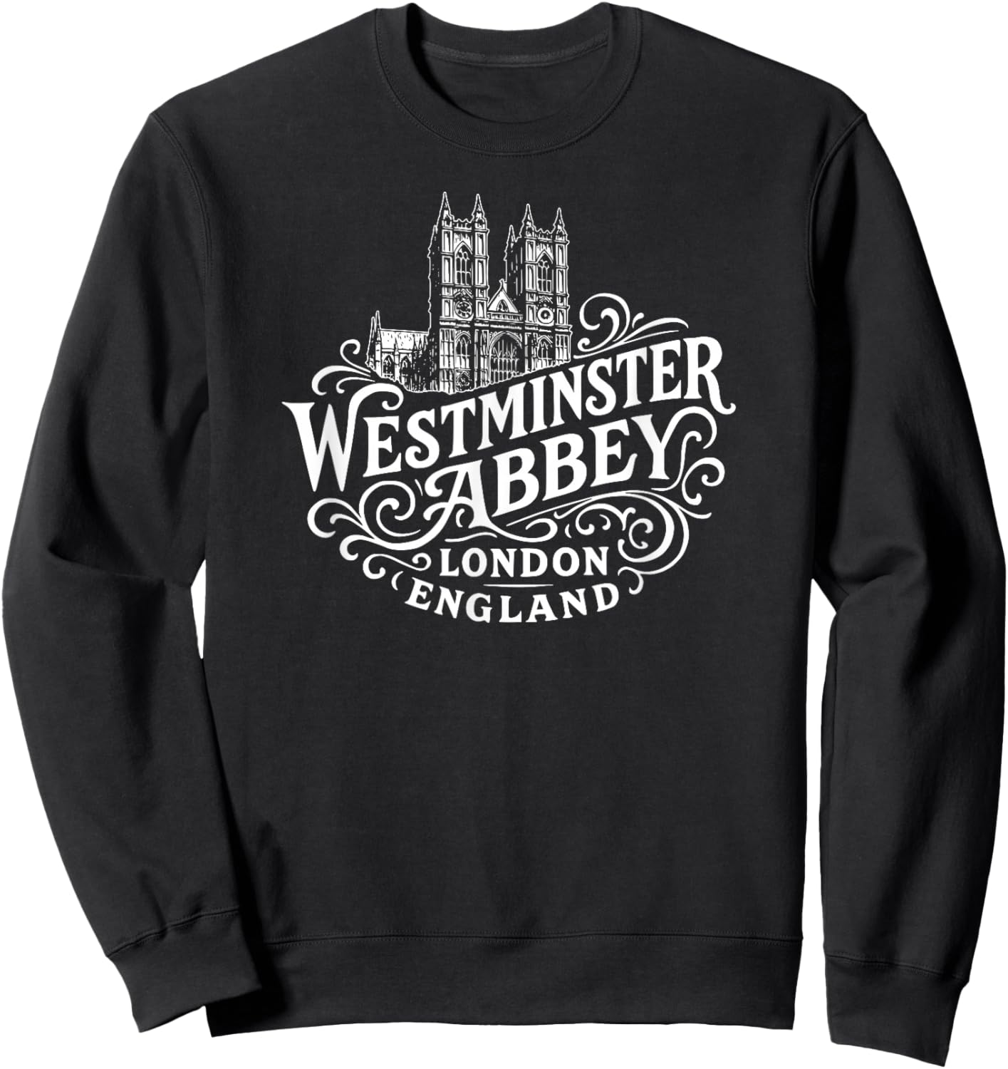 Westminster Abbey London England White Print Sweatshirt - Sweatshirt | Black
