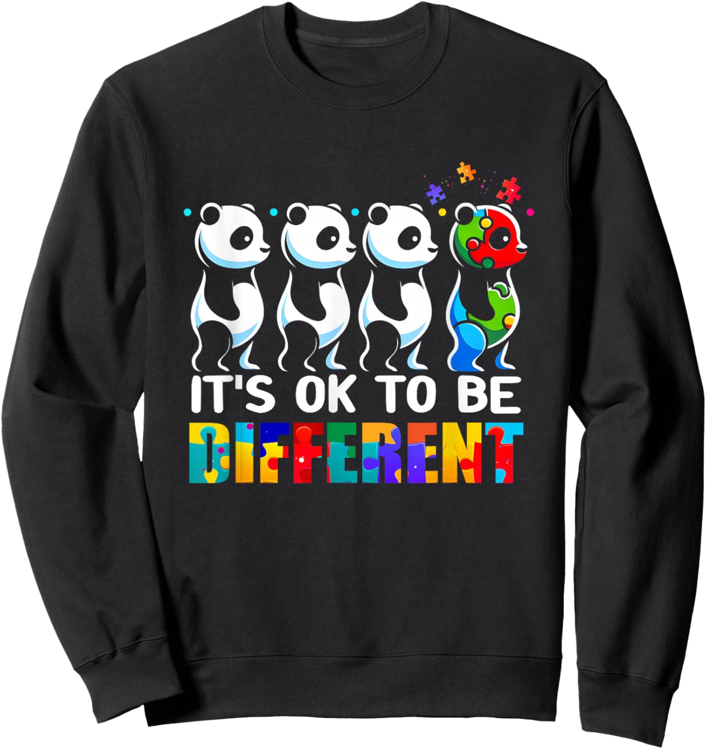 Autism Awareness Panda Kid Boys Its Ok ToBe Different Sweatshirt - Sweatshirt | Black