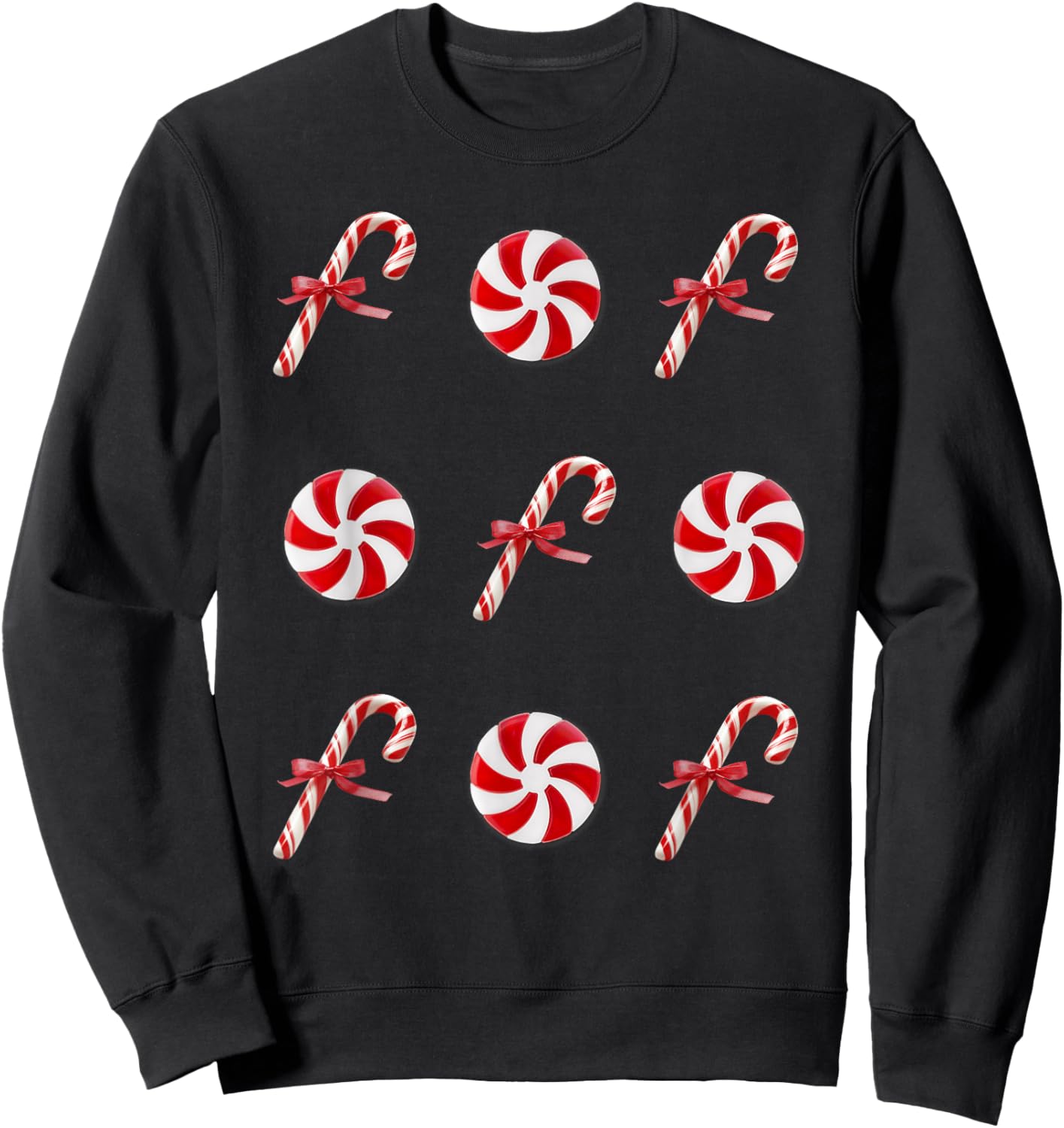 Peppermint Candy Cane Christmas Sweatshirt - Sweatshirt | Black