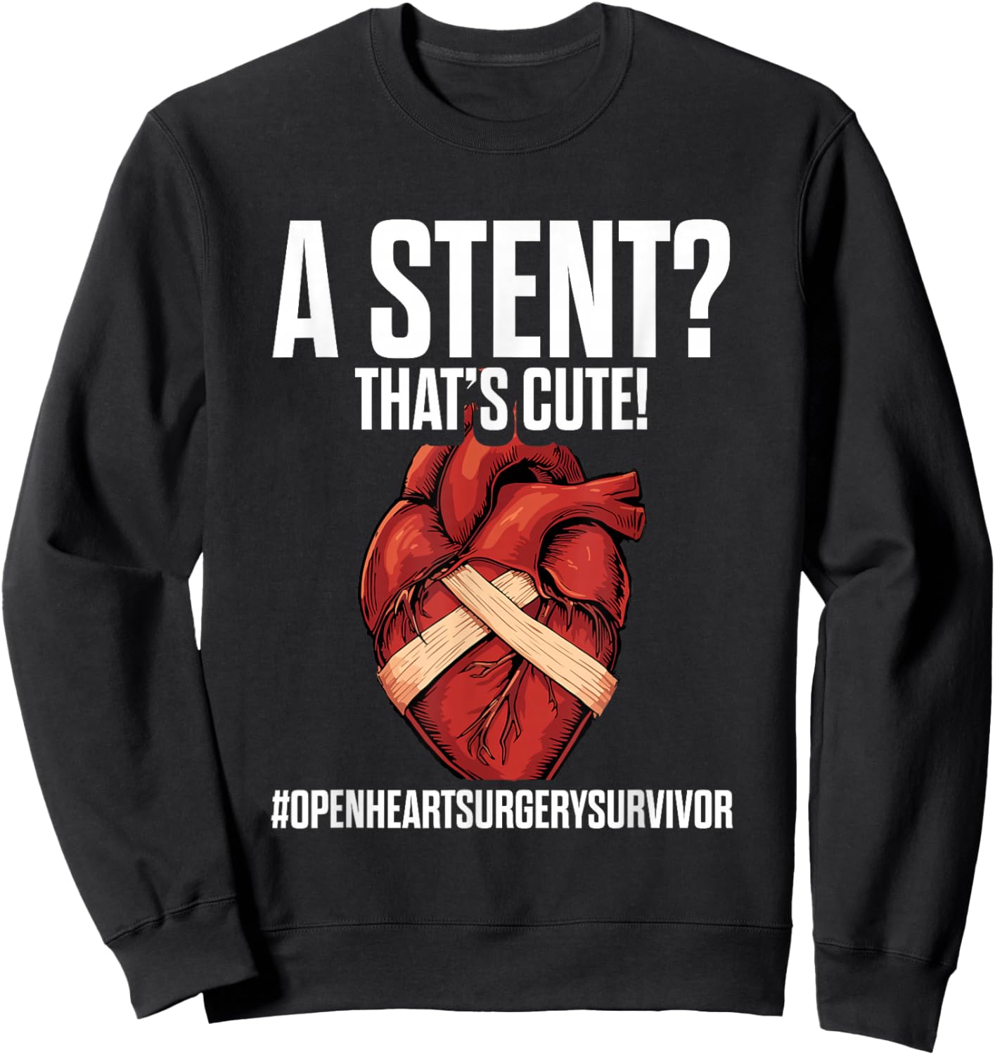 Open Heart Surgery Survivor & Heart Health Awareness Sweatshirt - Sweatshirt | Black