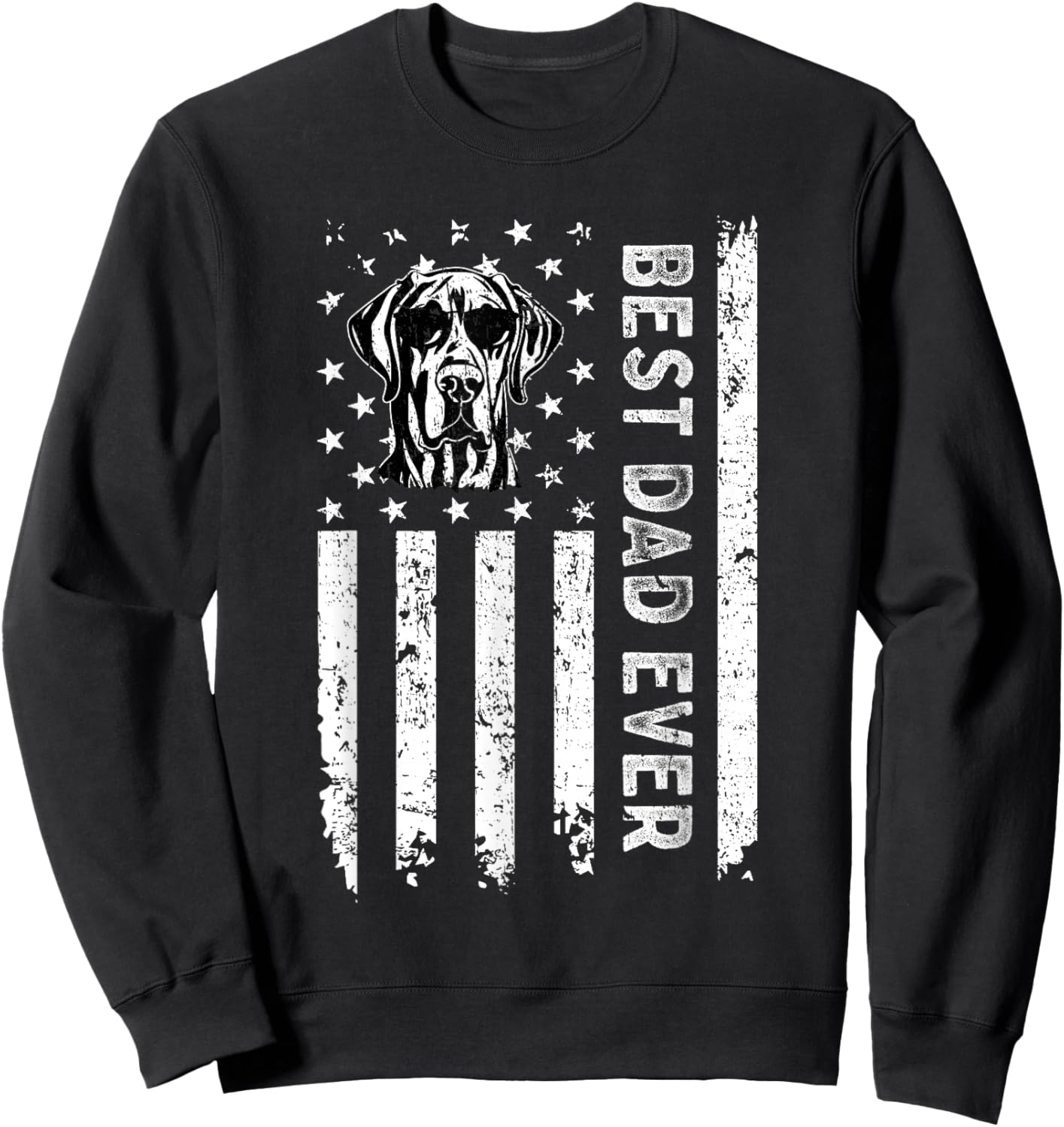 Best Great Dane Dog Dad Ever Fathers Day USA Flag Women Kids Sweatshirt - Sweatshirt | Black