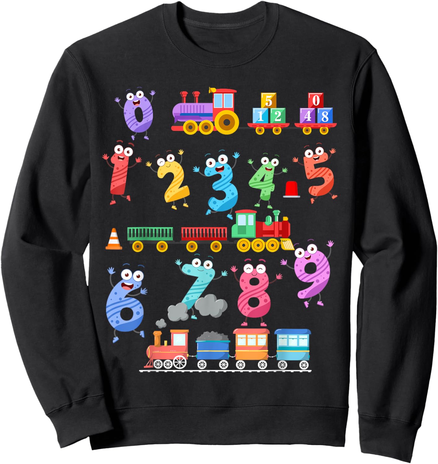 Maths Day Numbers Idea For Kids Train Themed Maths Number Sweatshirt - Sweatshirt | Black