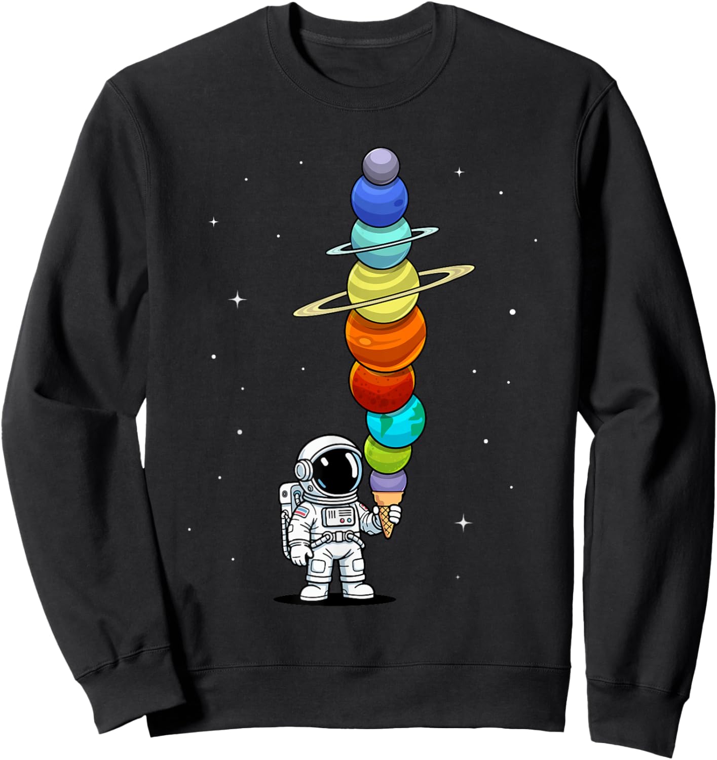 Space Astronaut Ice Cream Cone Planets Solar Systems Boys Sweatshirt - Sweatshirt | Black
