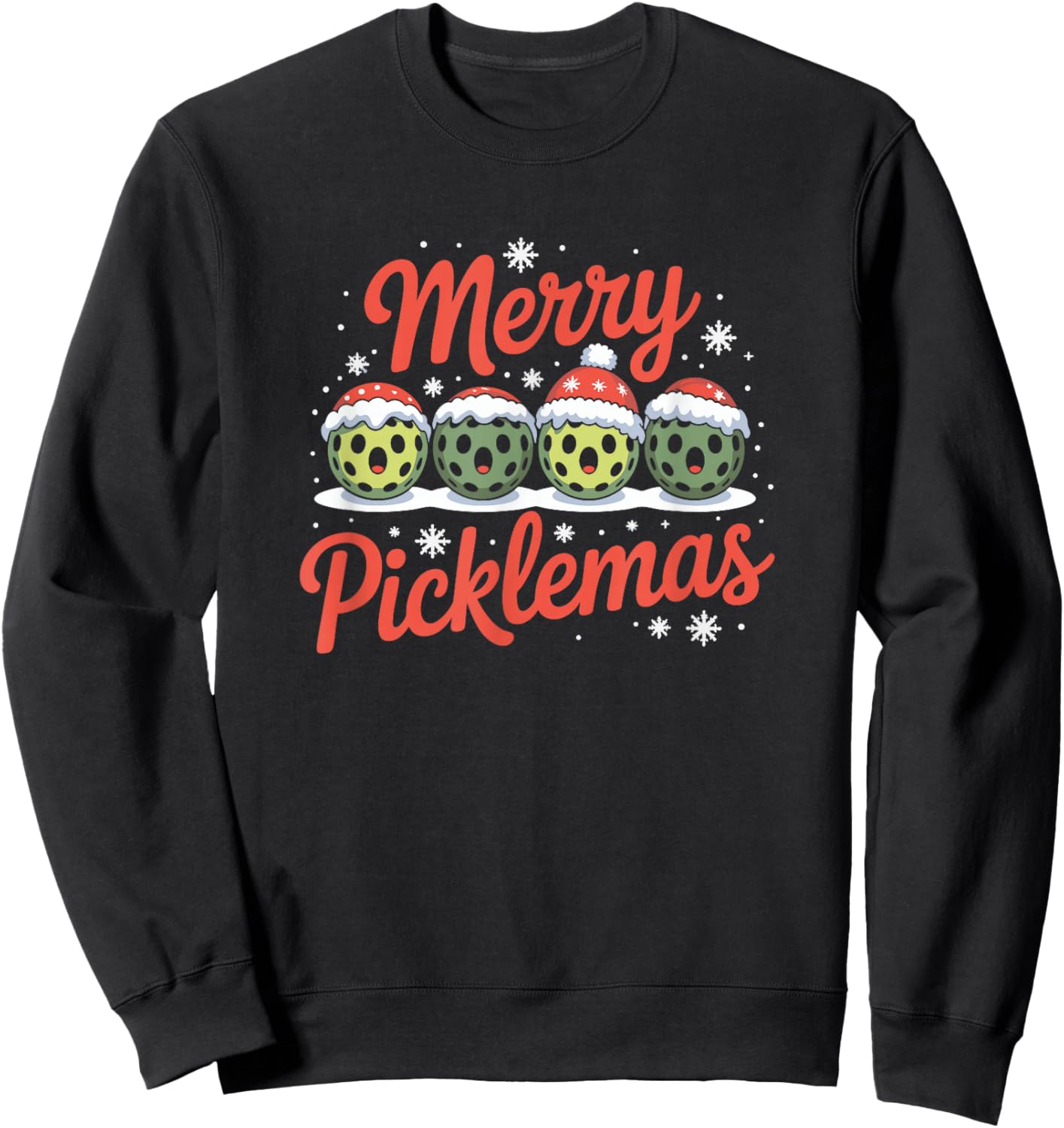 Merry Picklemas, Christmas Pickleball Lover Sweatshirt - Sweatshirt | Black