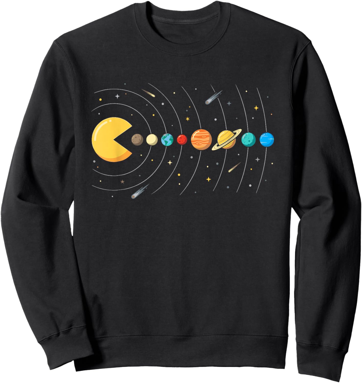 Funny Solar System Planets Sun Astronomy Retro Gamer Sweatshirt - Sweatshirt | Black