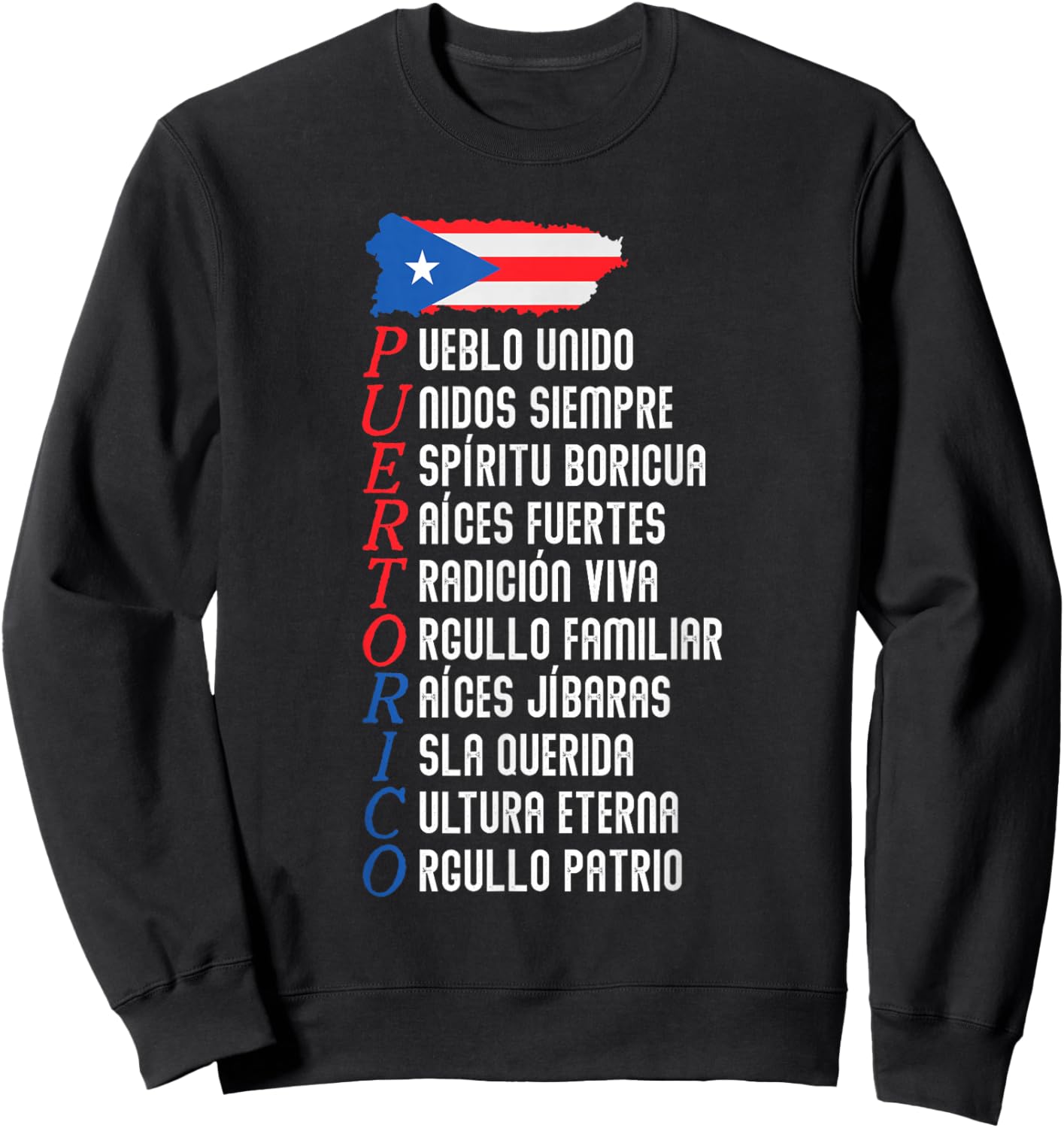 Puerto Rican Flag Puerto Rico Pride Cultural Artwork Sweatshirt - Sweatshirt | Black