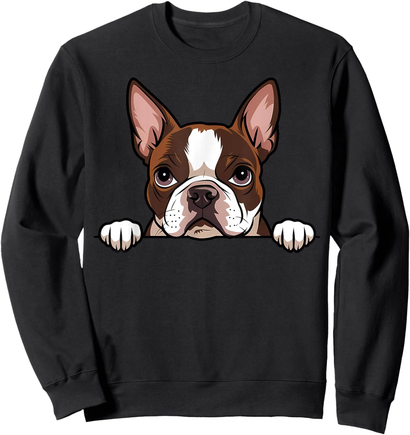 Cute Boston Terrier Peeking Puppy Funny Bostie Dog Lover Sweatshirt - Sweatshirt | Black