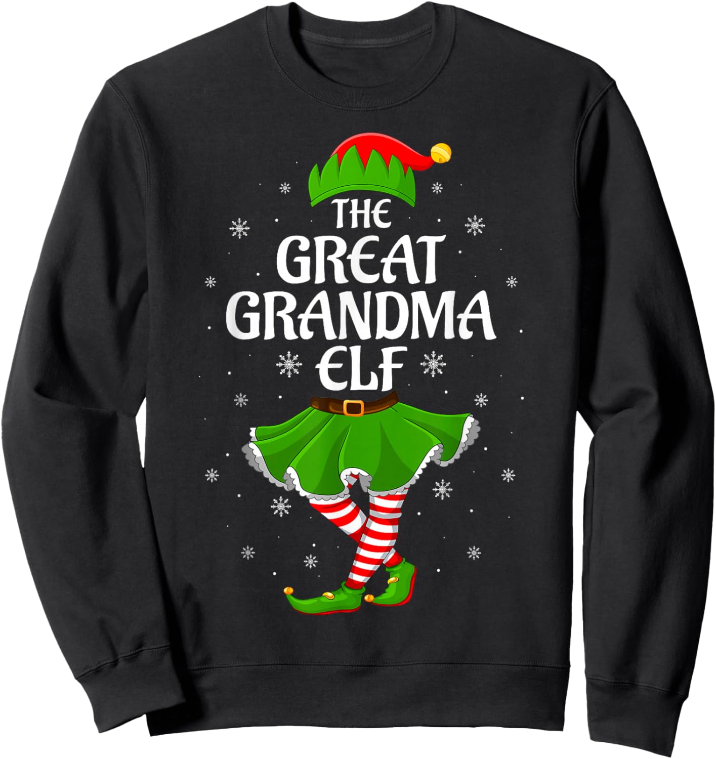 Great Grandma Elf Christmas Family Girls Women Elf Squad Sweatshirt - Sweatshirt | Black