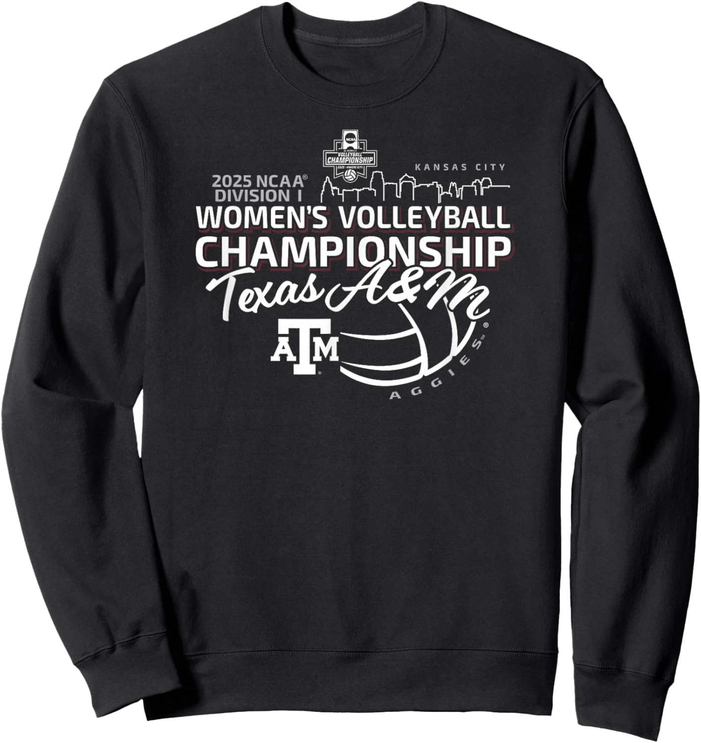 Texas A&M Aggies National Championship 2025 Volleyball Sweatshirt - Sweatshirt | Black