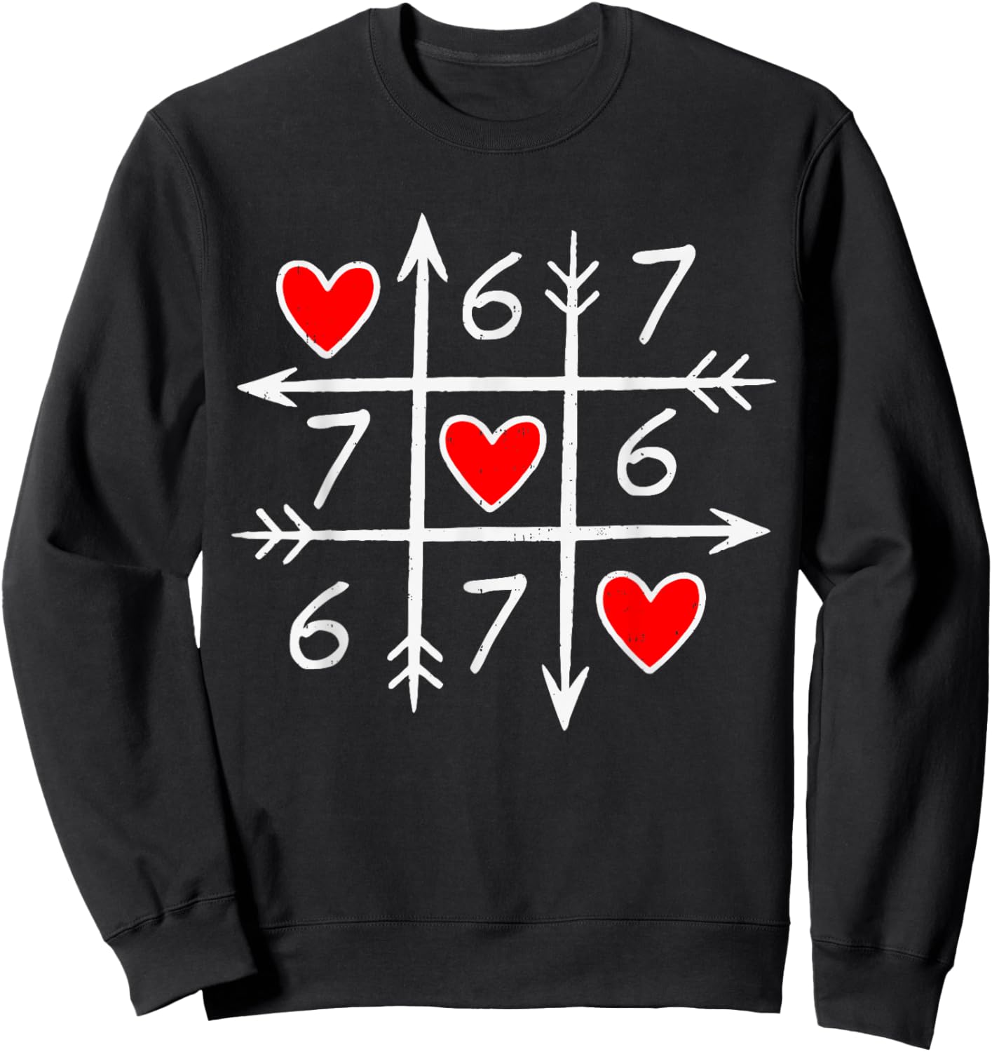 Valentines Day Six Seven 67 Meme 6 7 Heart Boys Girls Kids Sweatshirt - Sweatshirt | Black