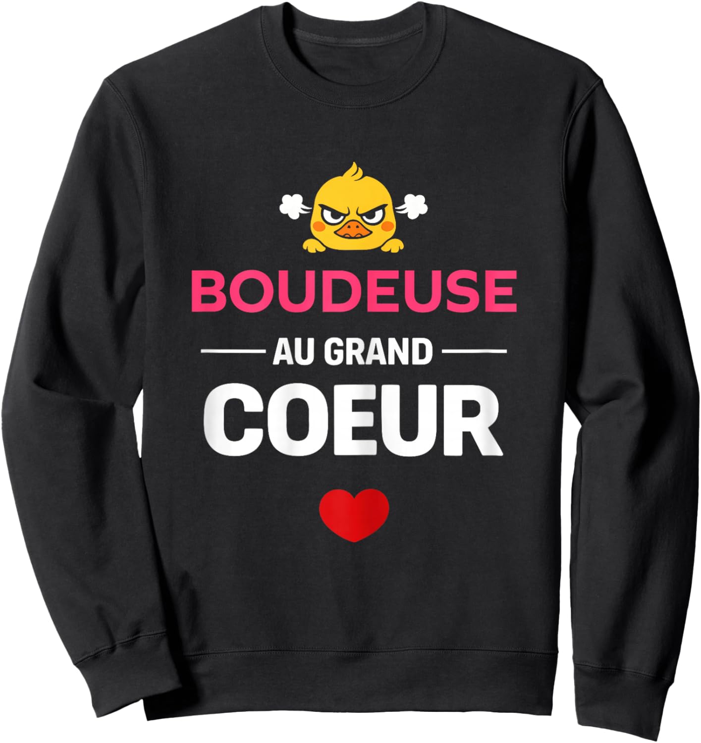 Fille Boudeuse au Grand cœur Femme drôle Humour Boudeuse Sweatshirt - Sweatshirt | Black